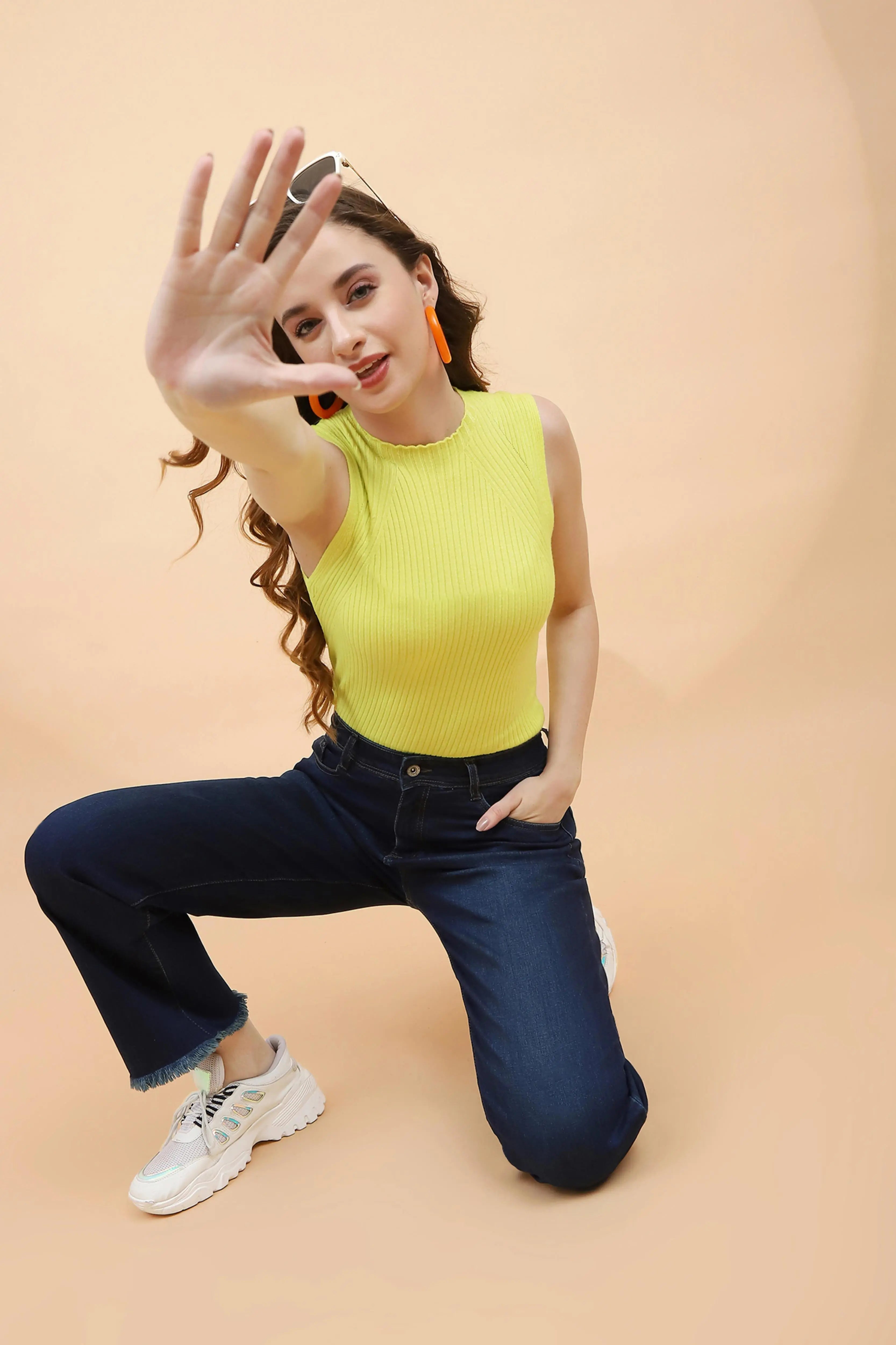 Blue Cotton Flared Jeans - Global Republic