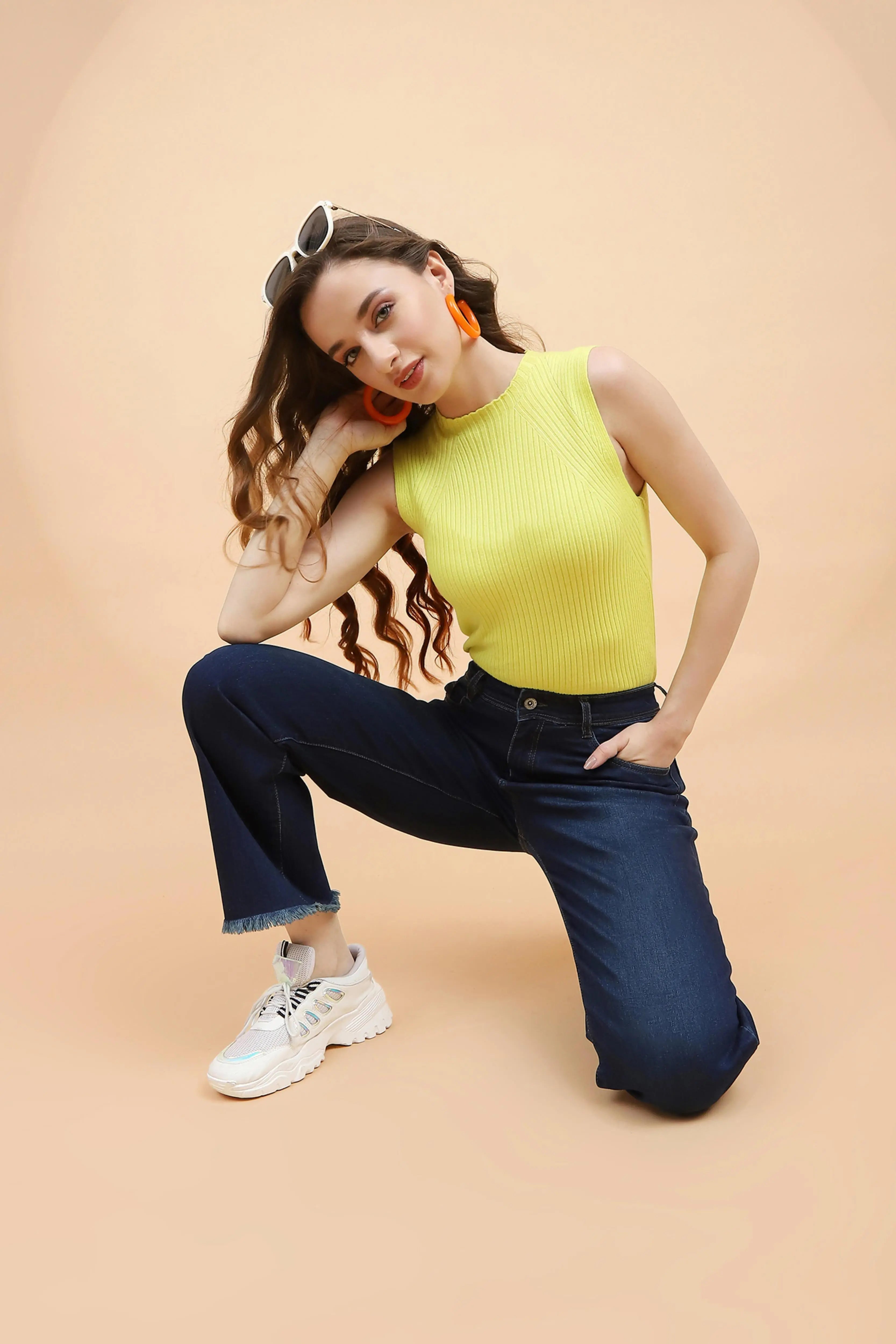 Blue Cotton Flared Jeans - Global Republic