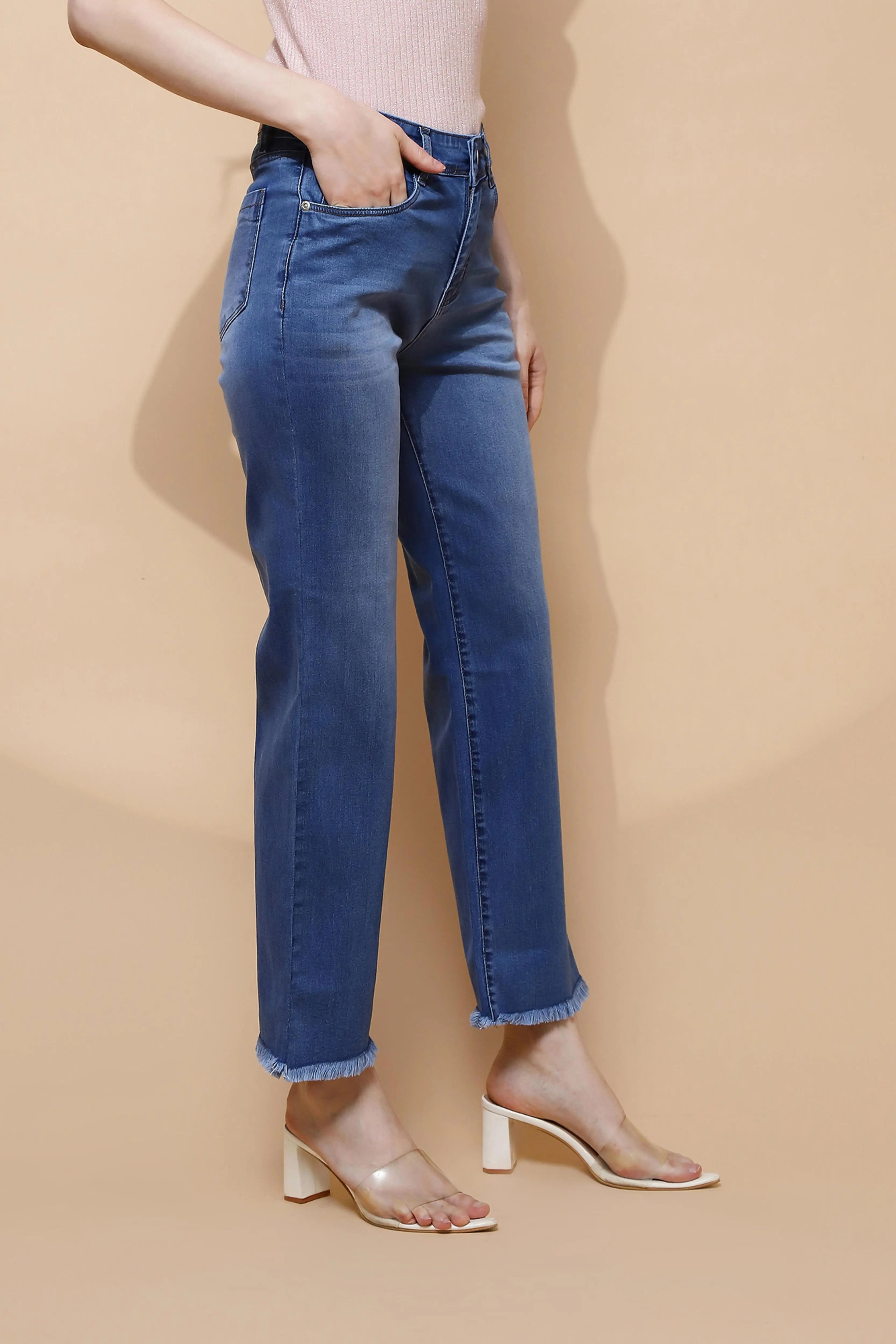 Blue Relaxed Fit Straight Jeans - Global Republic
