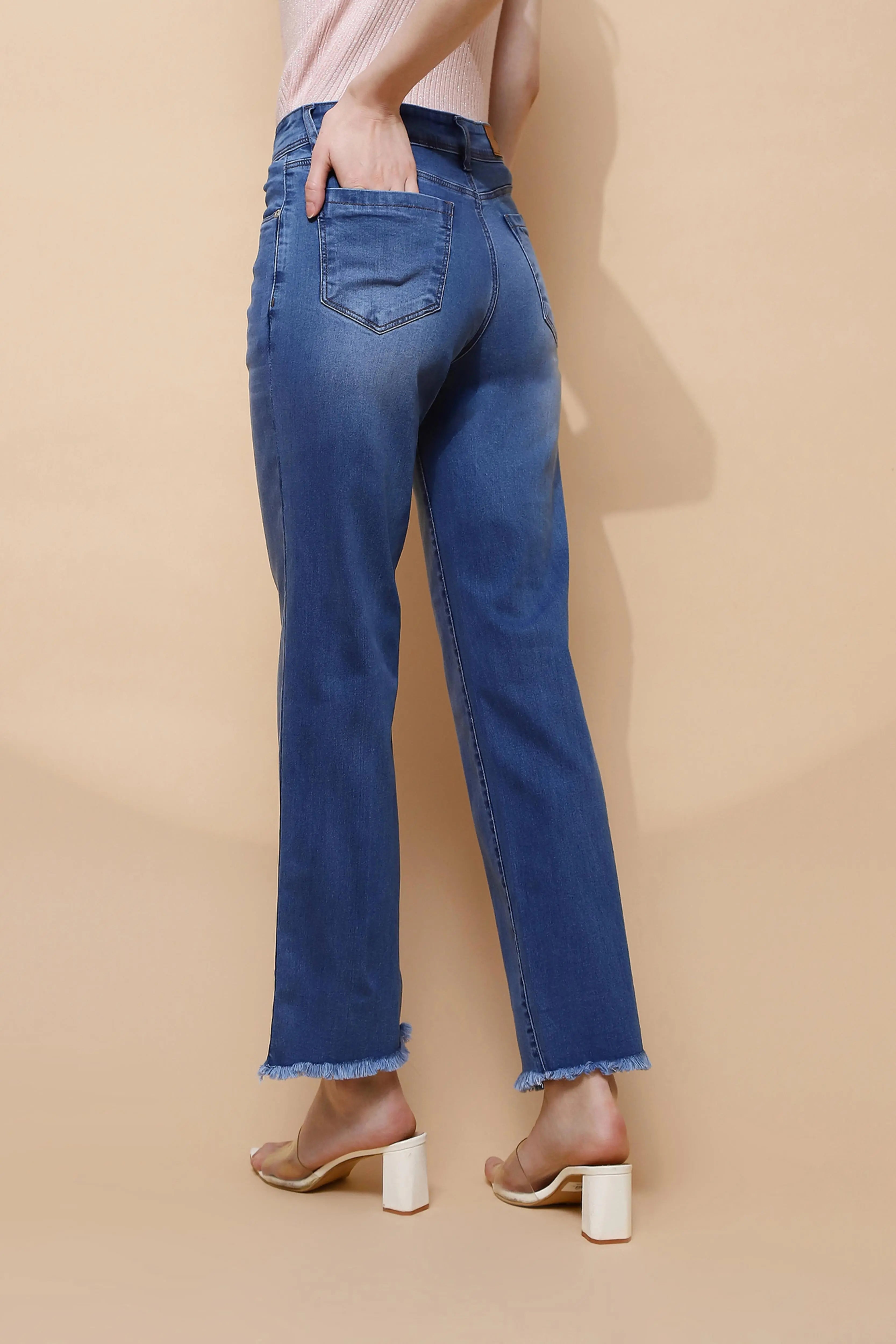 Blue Relaxed Fit Straight Jeans - Global Republic
