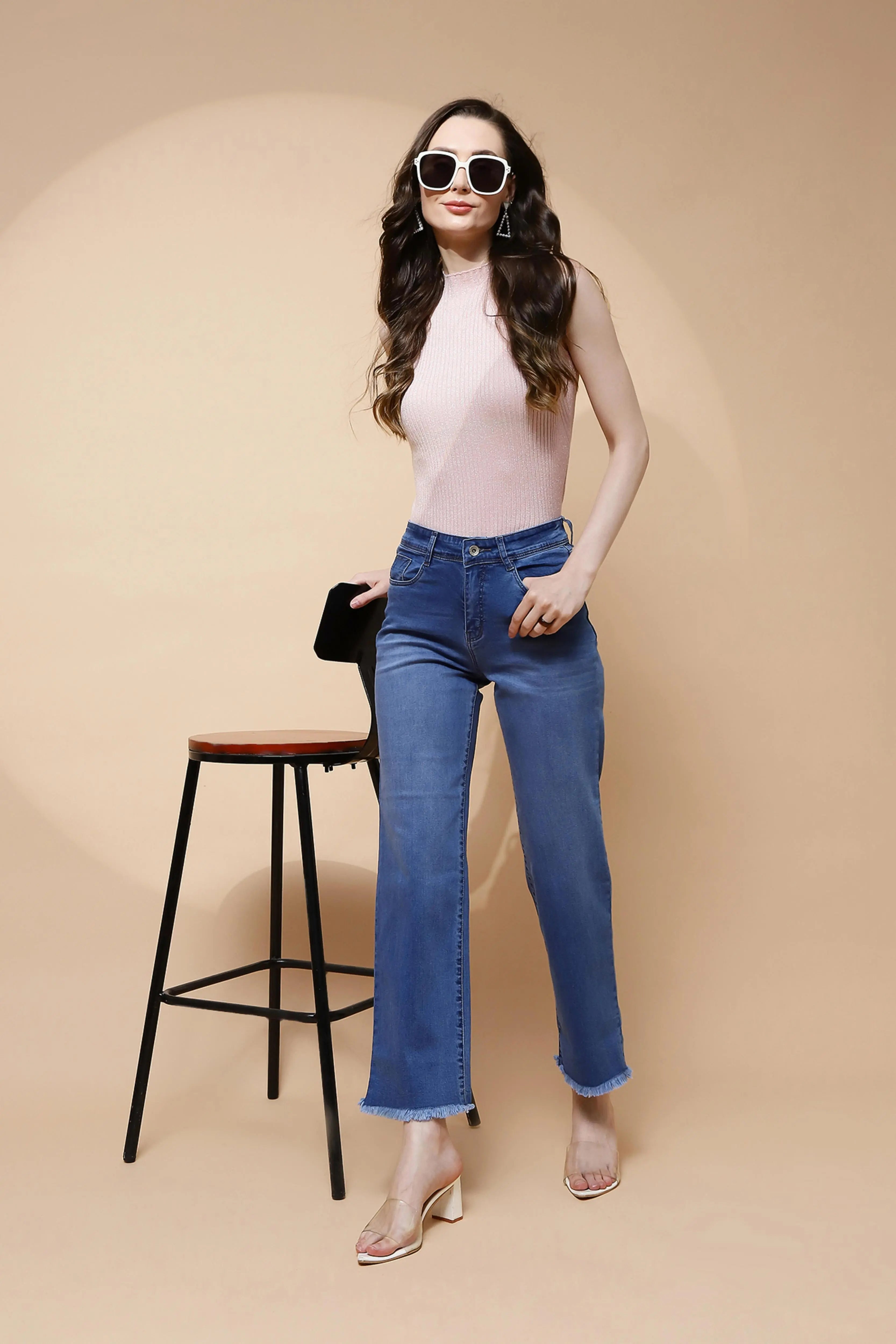Blue Relaxed Fit Straight Jeans - Global Republic