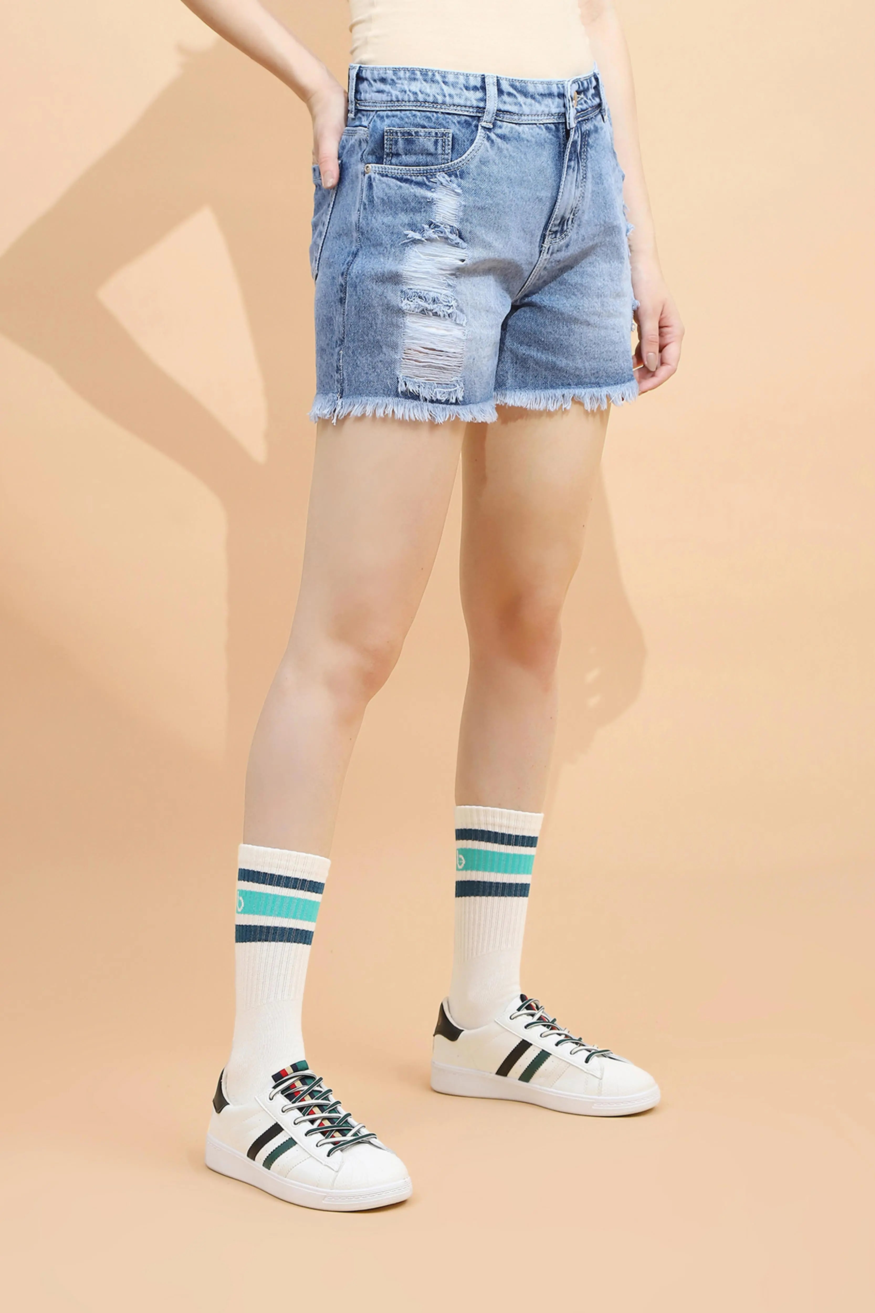 Dark Blue Cotton Regular Fit Shorts - Global Republic