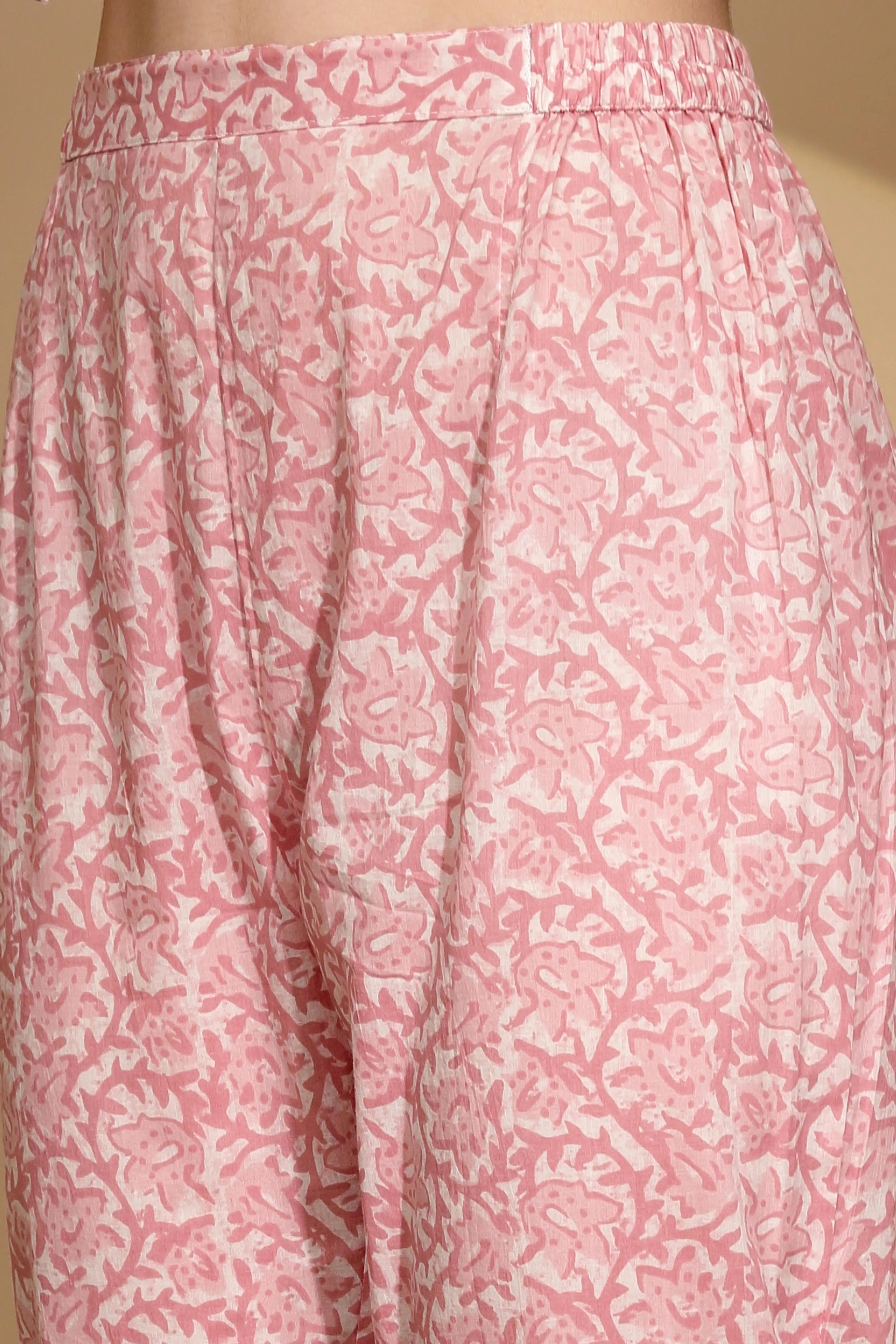 Pink Cotton Regular Fit Suit Set For Women - Global Republic