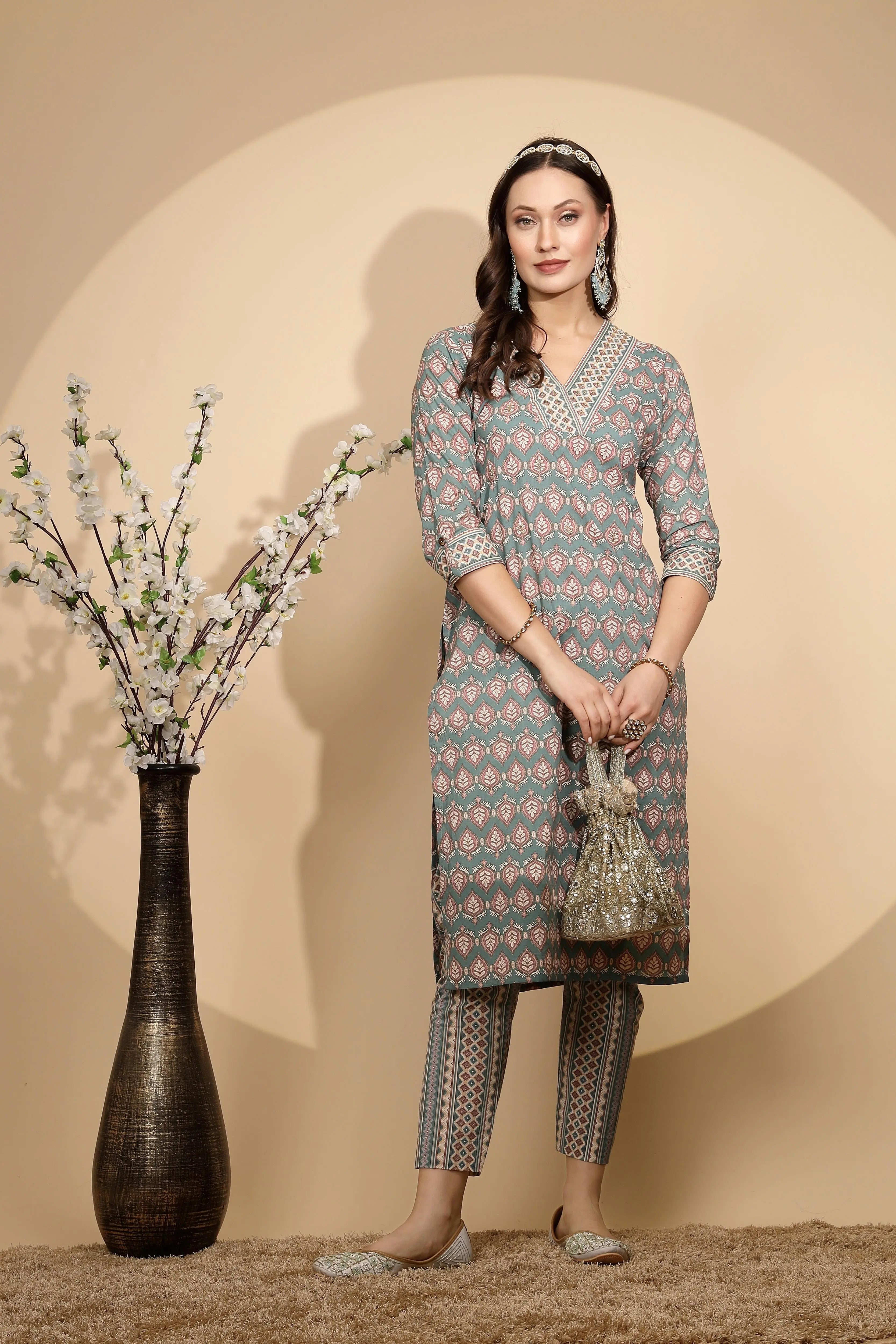 Blue Cotton Kurta Set - Global Republic