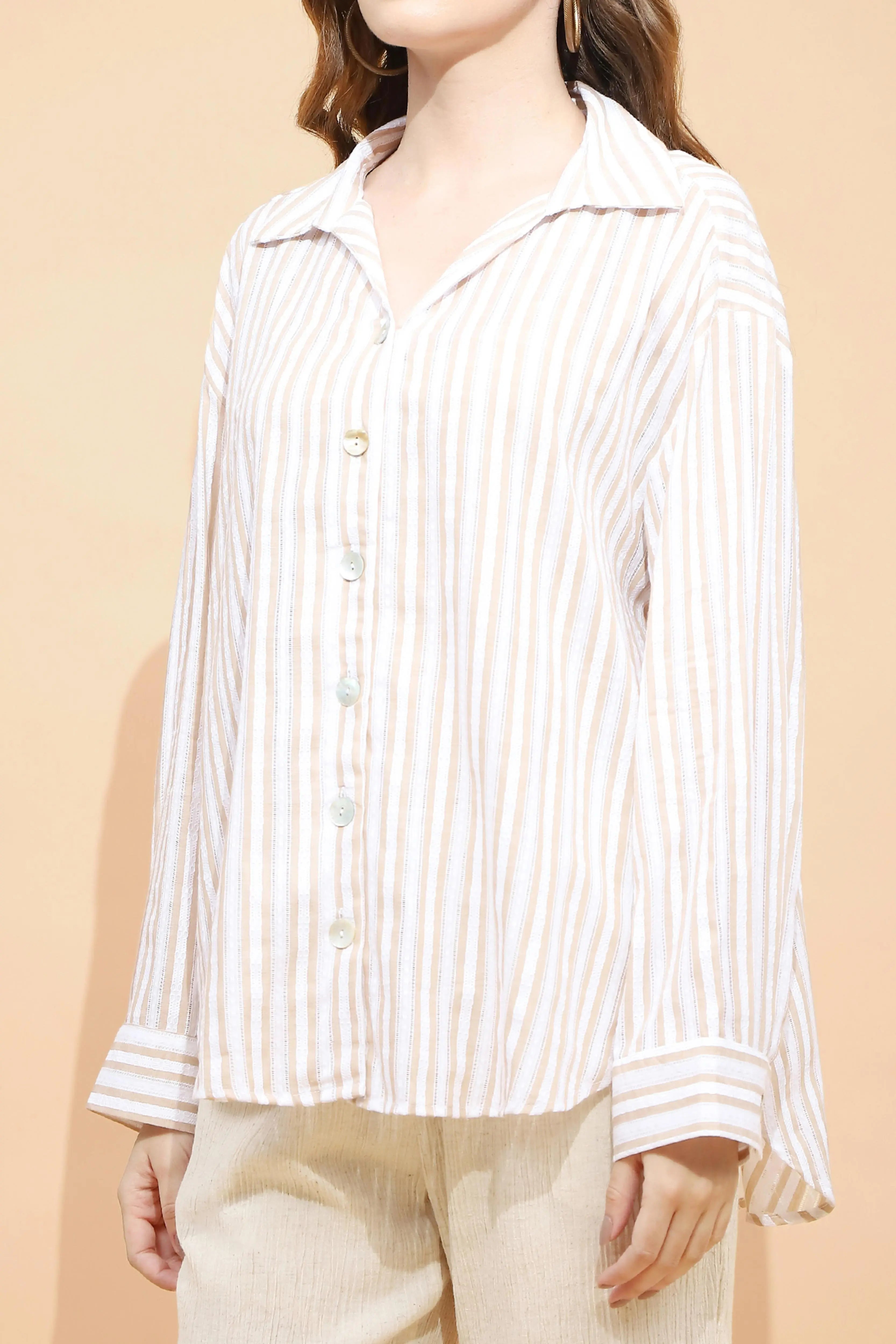 White Striped Cotton Shirt - Global Republic
