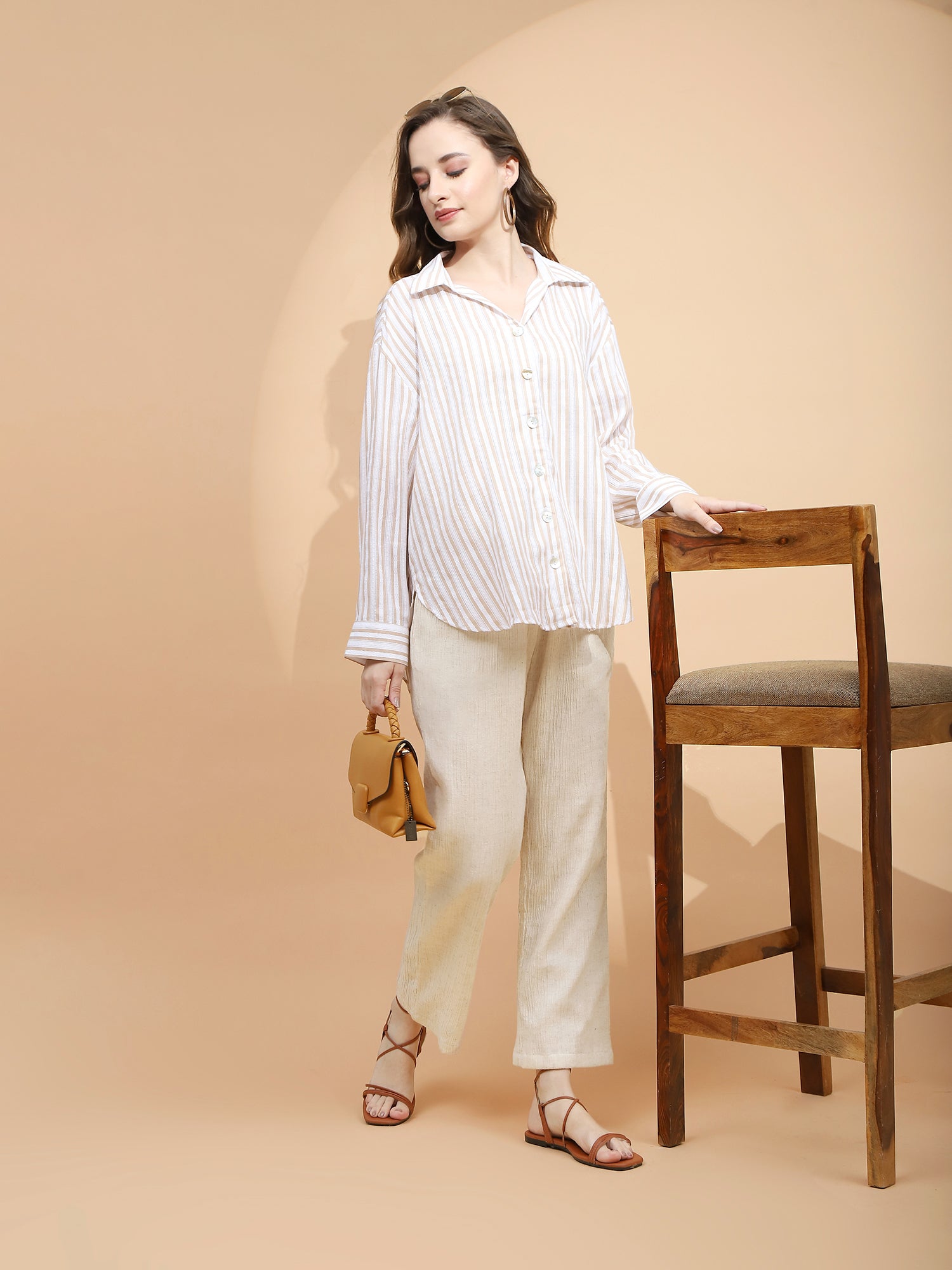 White Striped Cotton Shirt - Global Republic