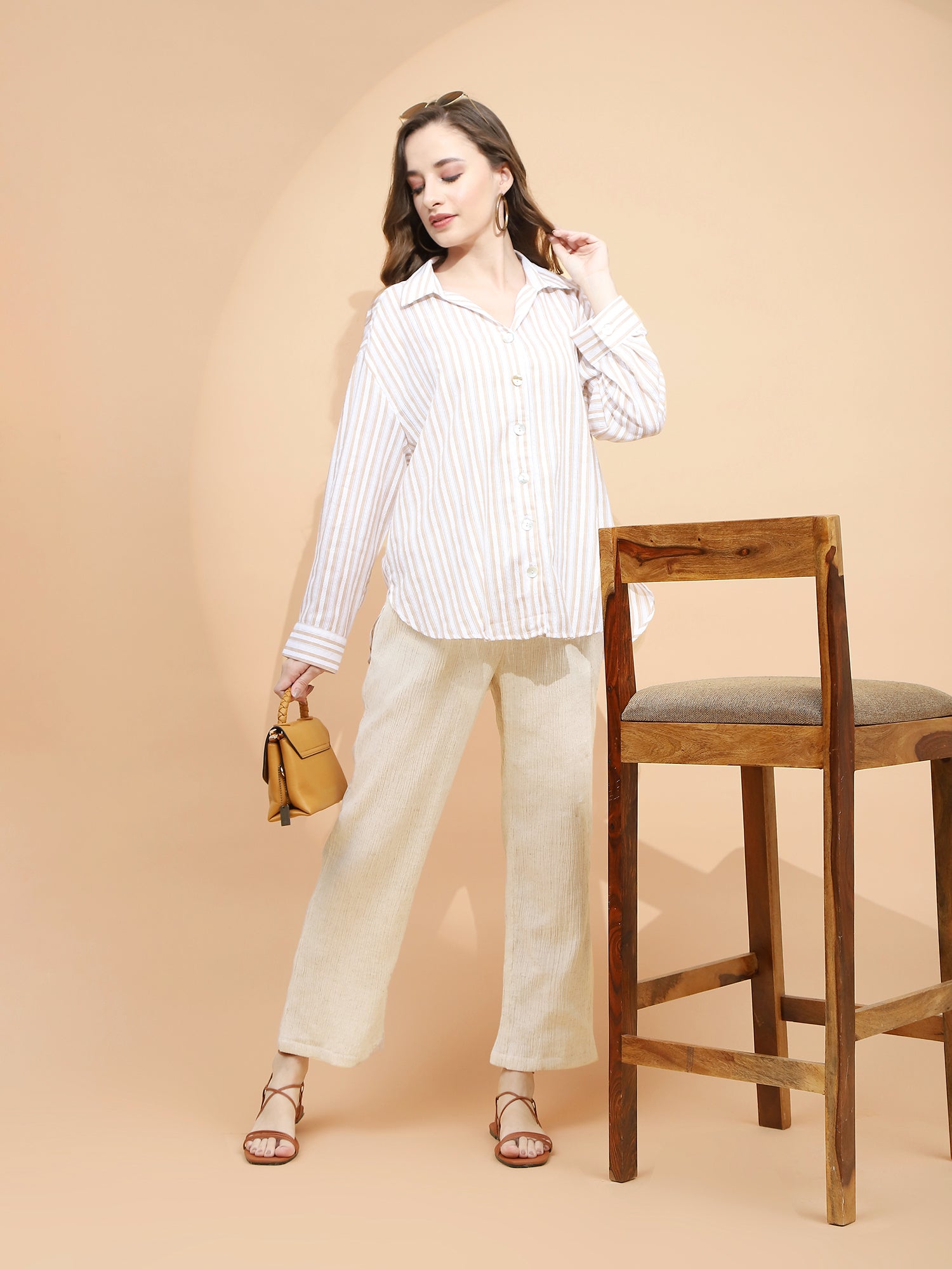 White Striped Cotton Shirt - Global Republic