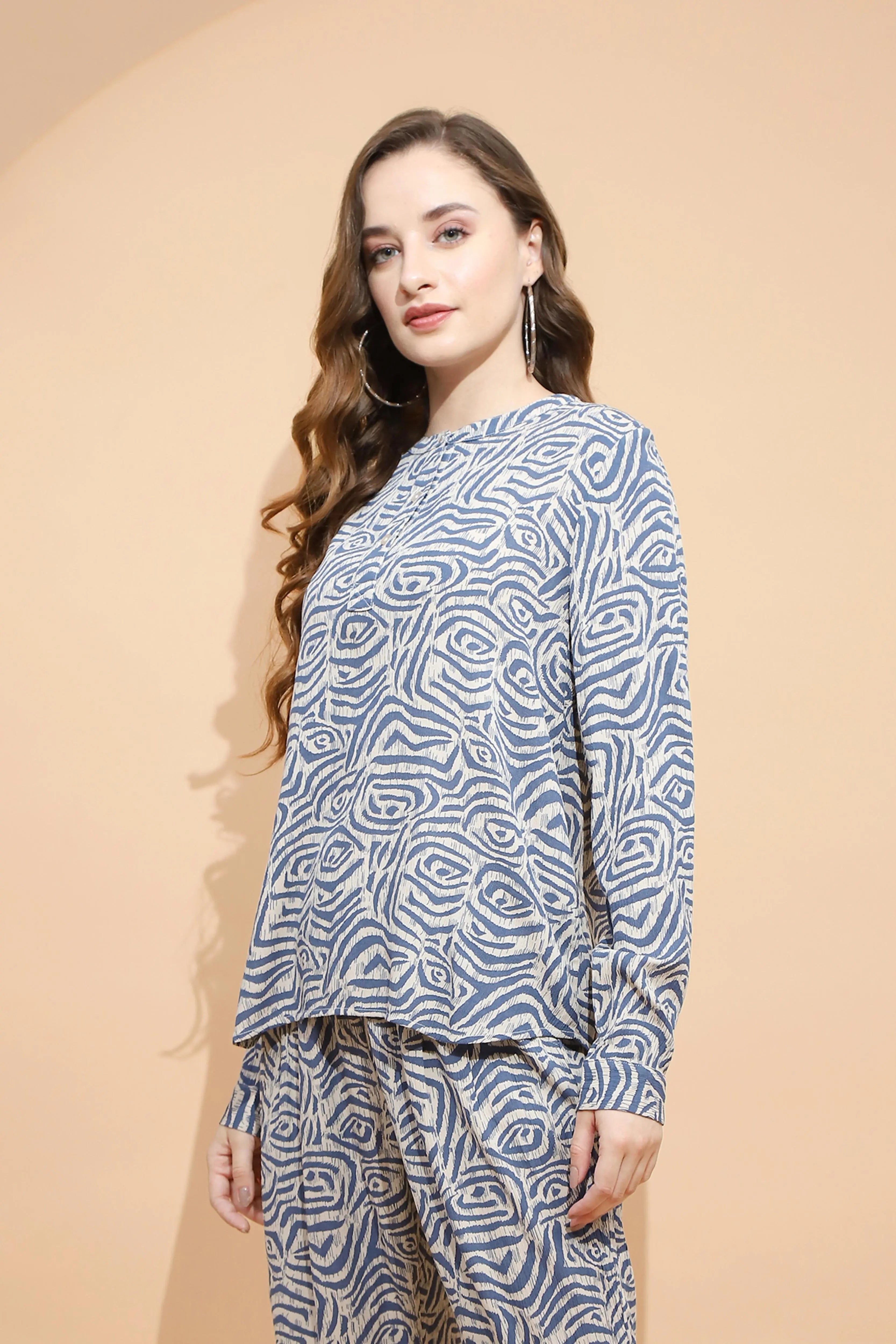 Beige Rayon Regular Fit Blouse For Women - Global Republic