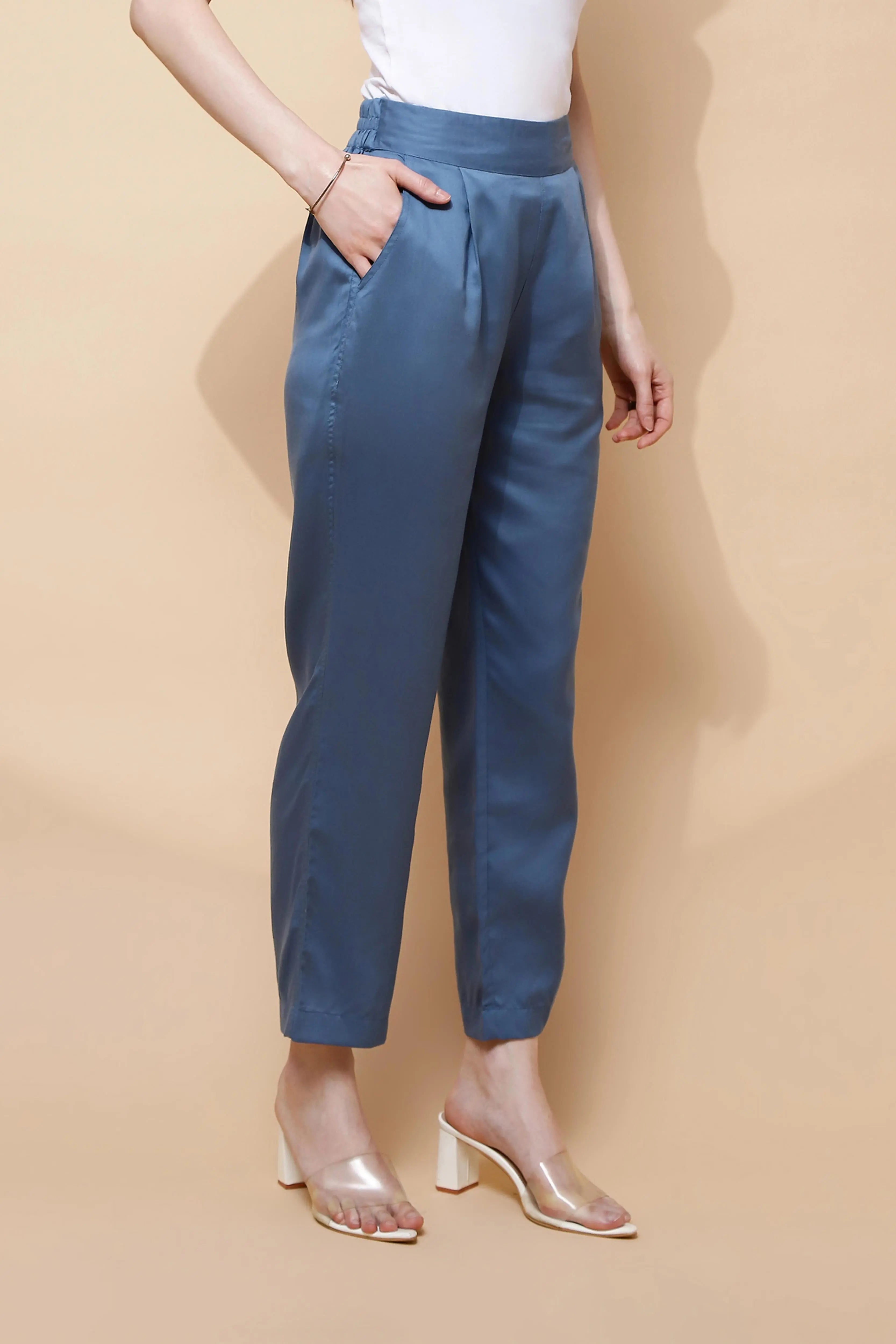 Blue Rayon Relaxed Fit Lower - Global Republic