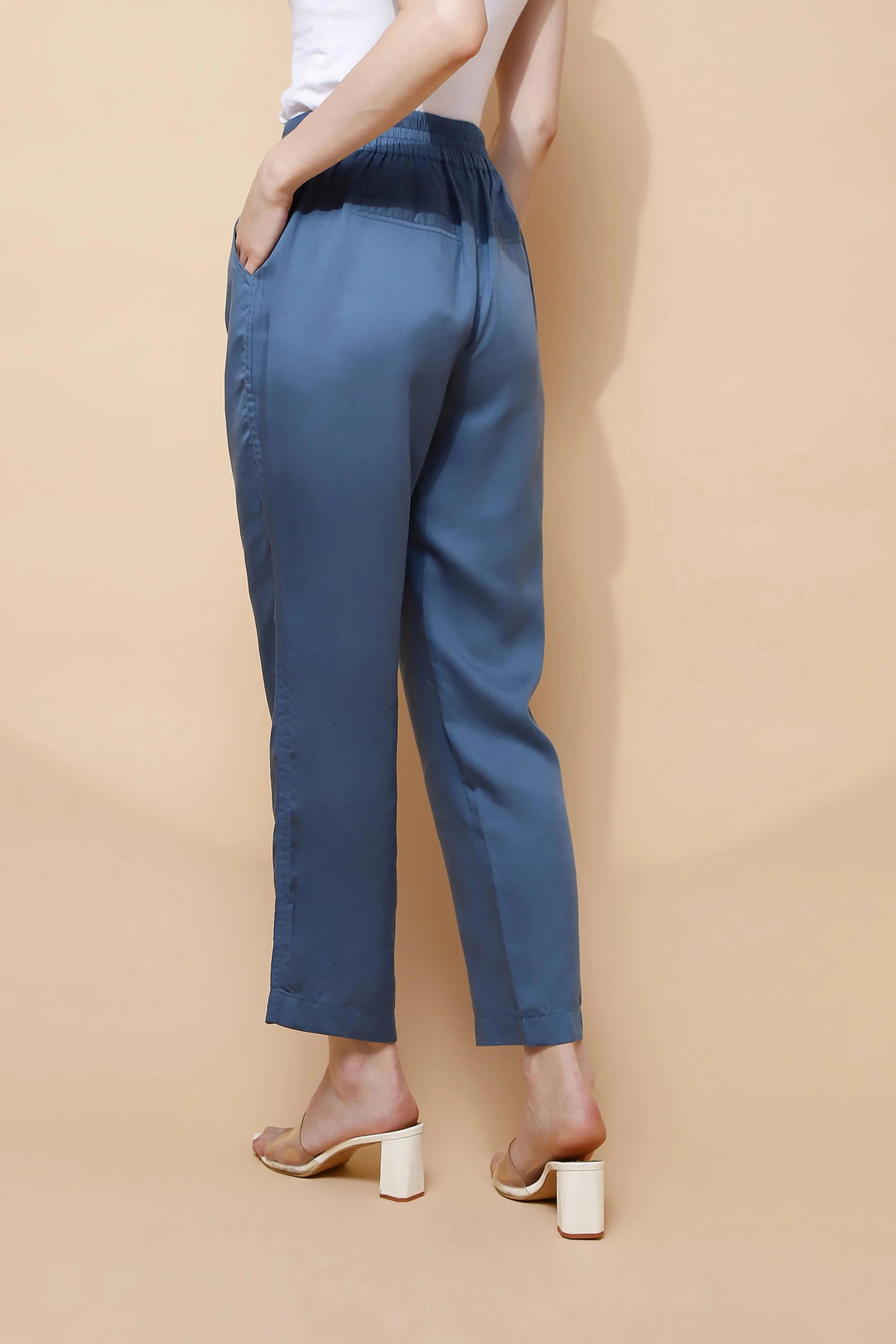 Blue Rayon Relaxed Fit Lower - Global Republic