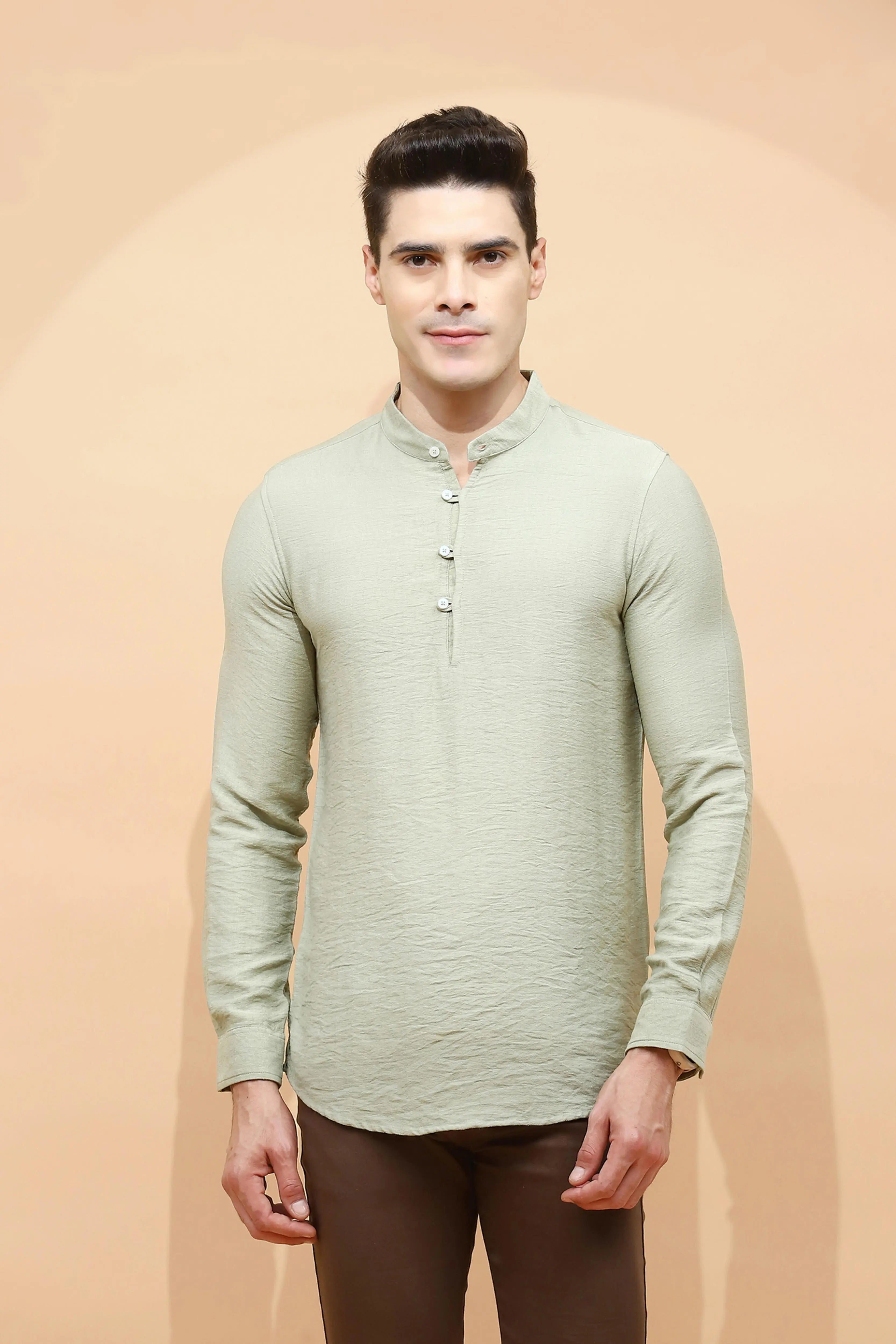 Pista Green  Regular Fit Kurta For Men - Global Republic