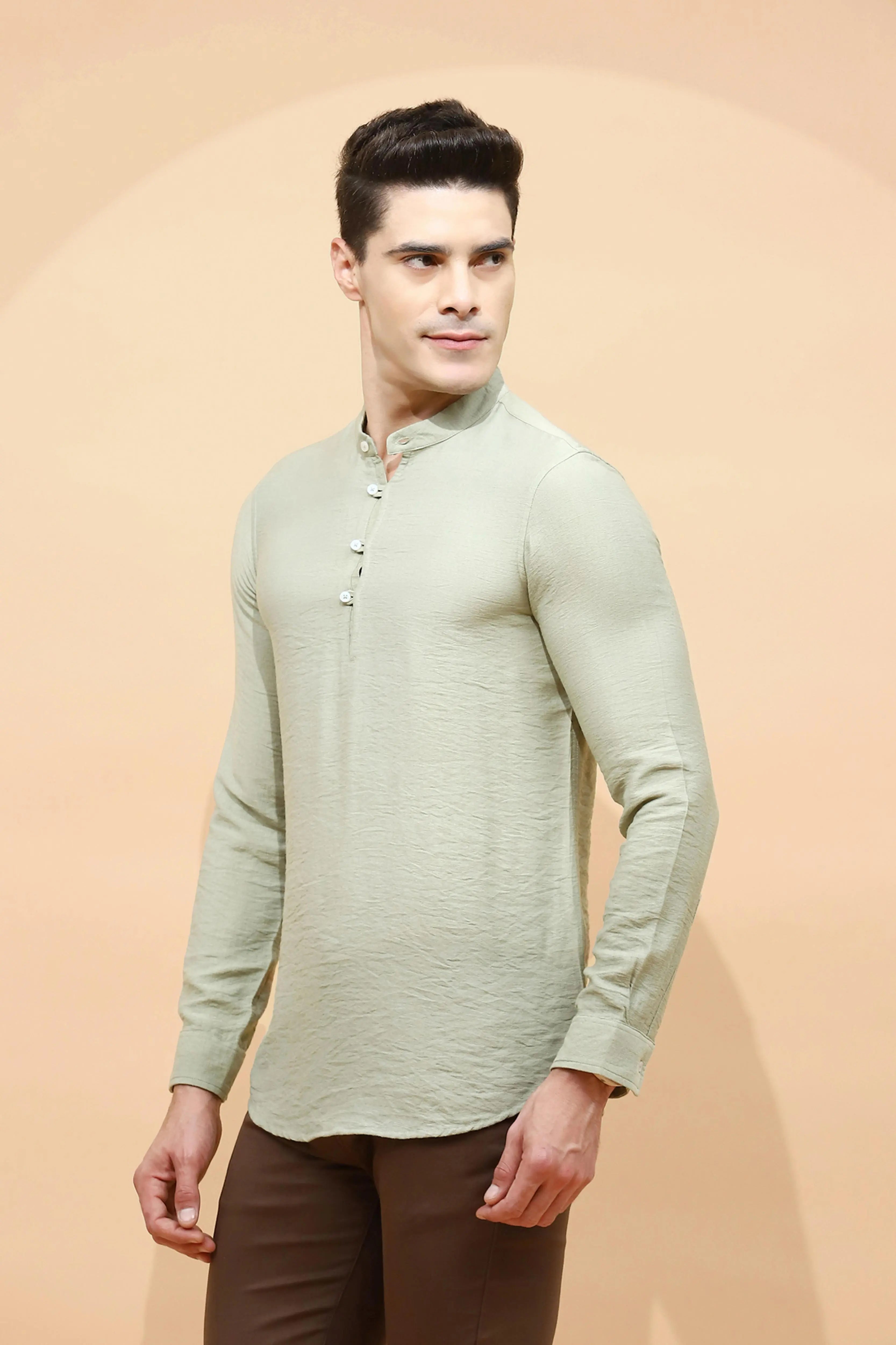 Pista Green  Regular Fit Kurta For Men - Global Republic