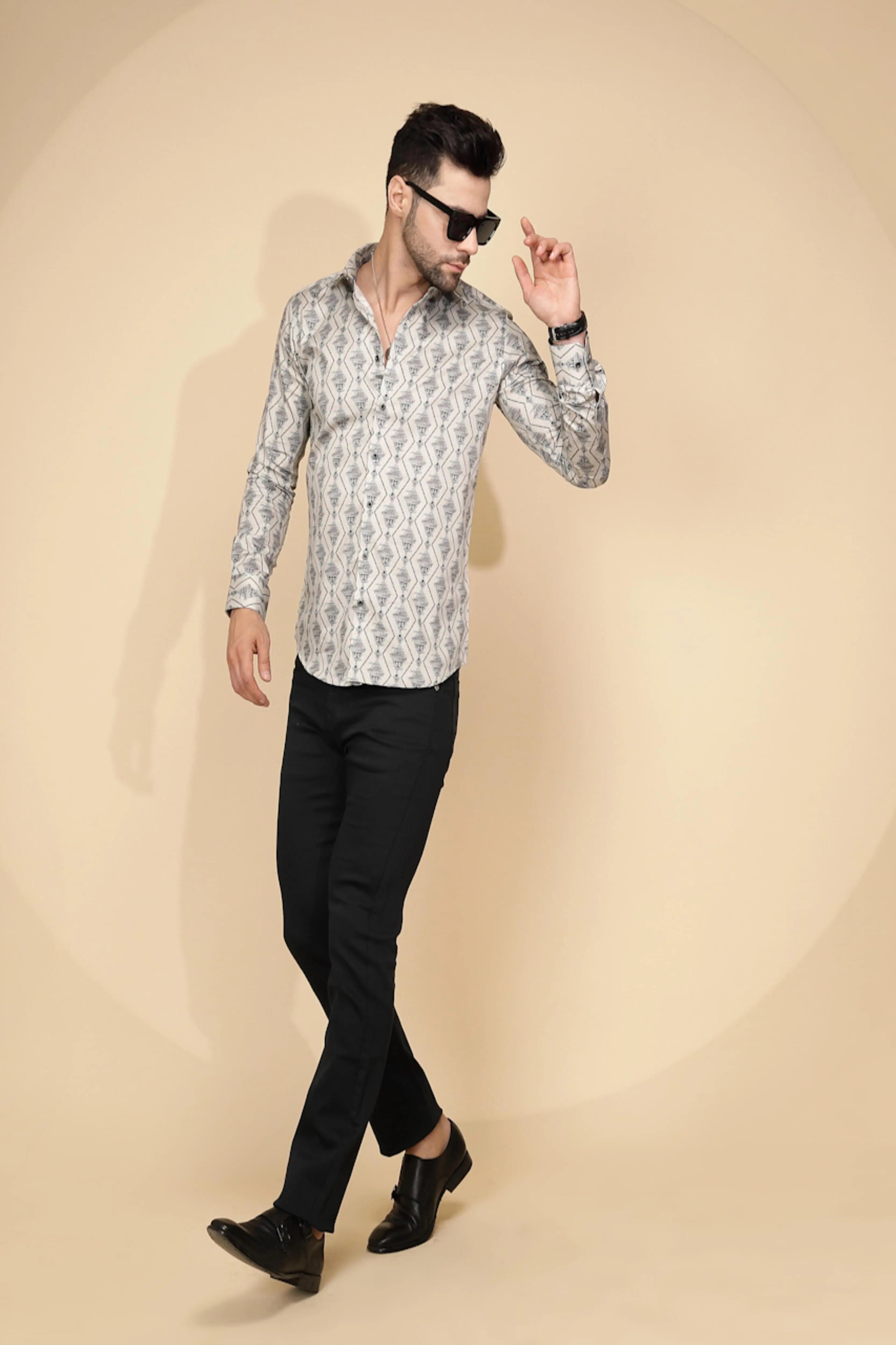 Ecru Aztec Cotton Shirt - Global Republic