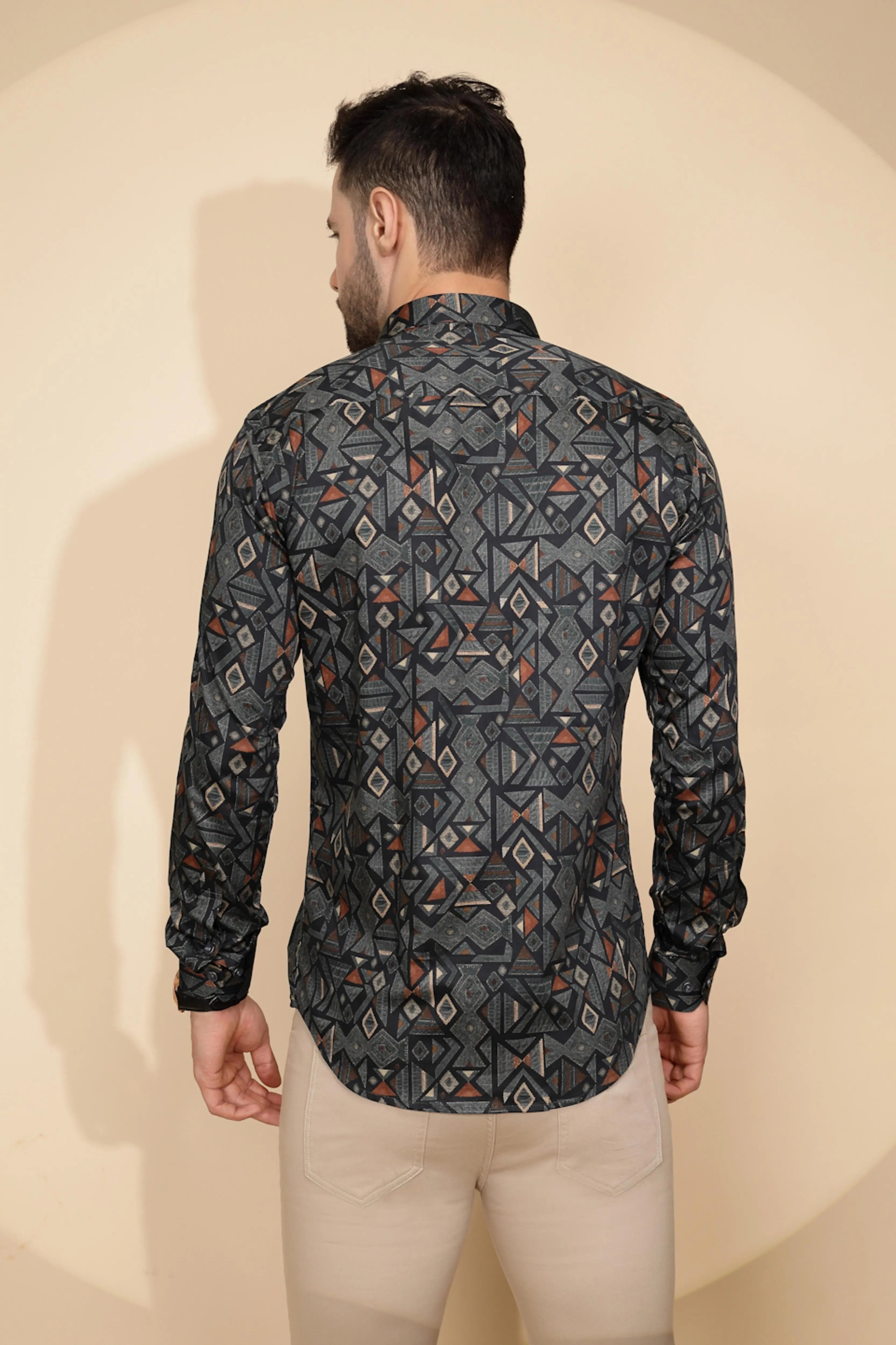 Teal Aztec Cotton Regular Fit Shirt For Mens - Global Republic