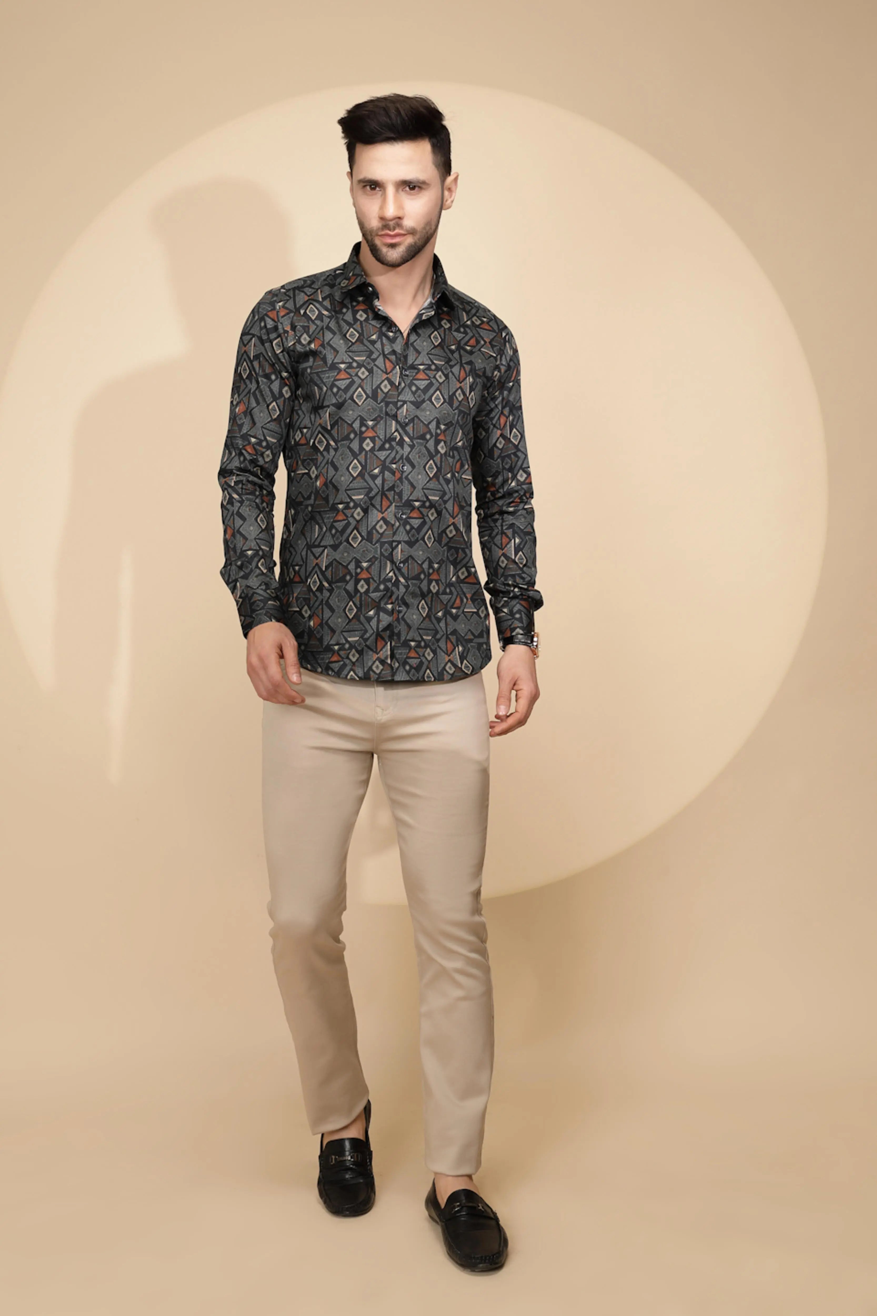 Teal Aztec Cotton Regular Fit Shirt For Mens - Global Republic