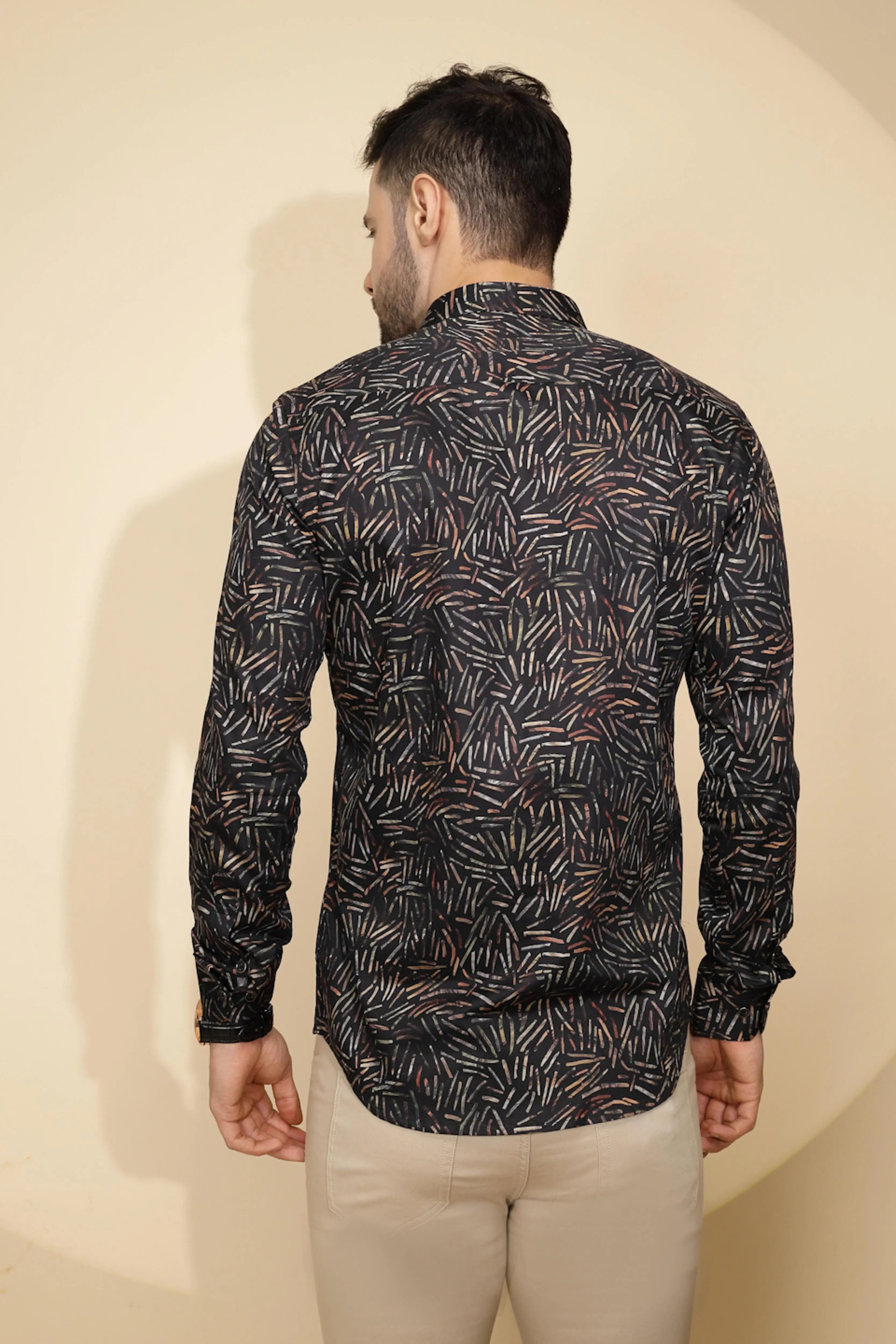 Black Cotton Regular Fit Shirt - Global Republic