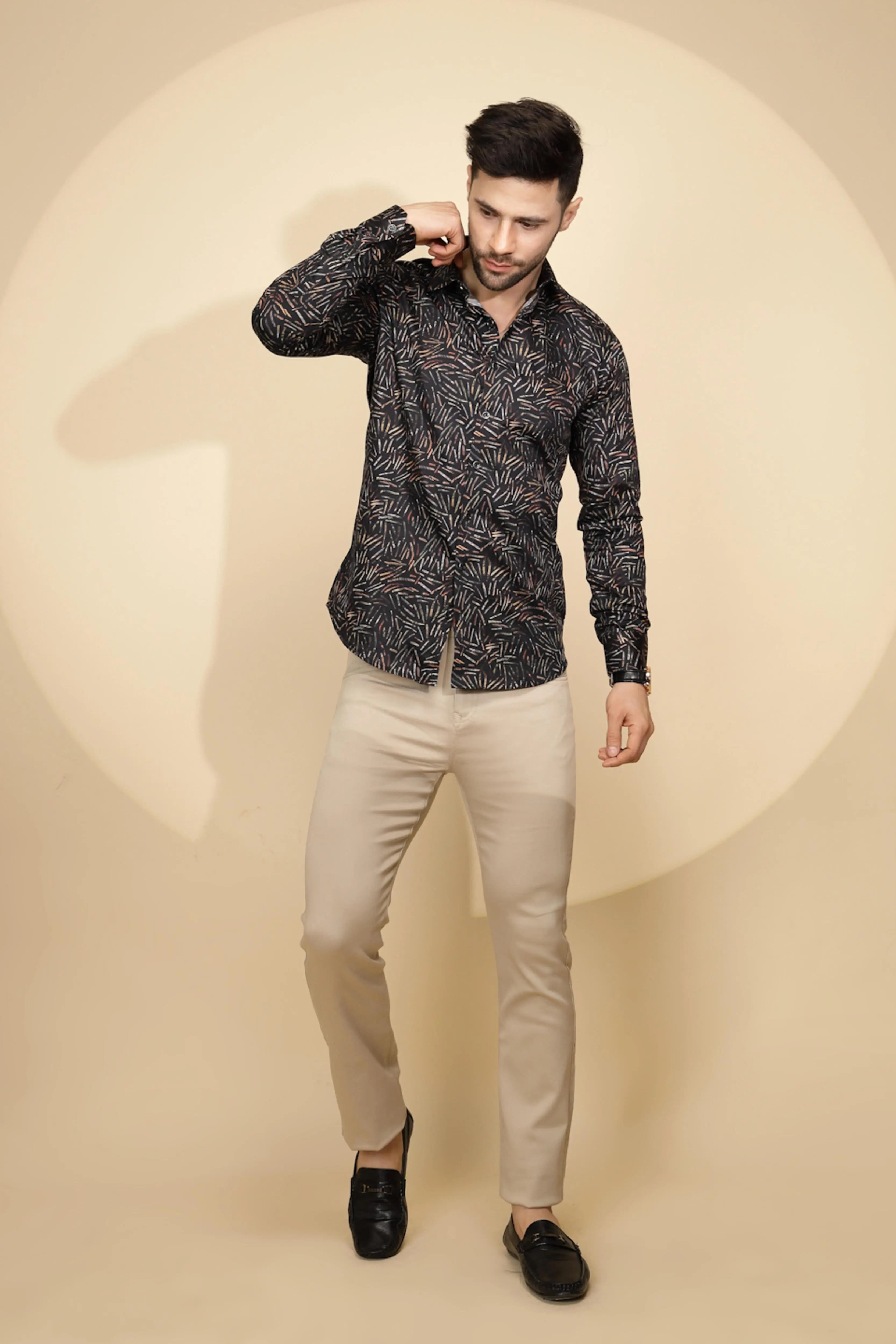 Black Cotton Regular Fit Shirt - Global Republic