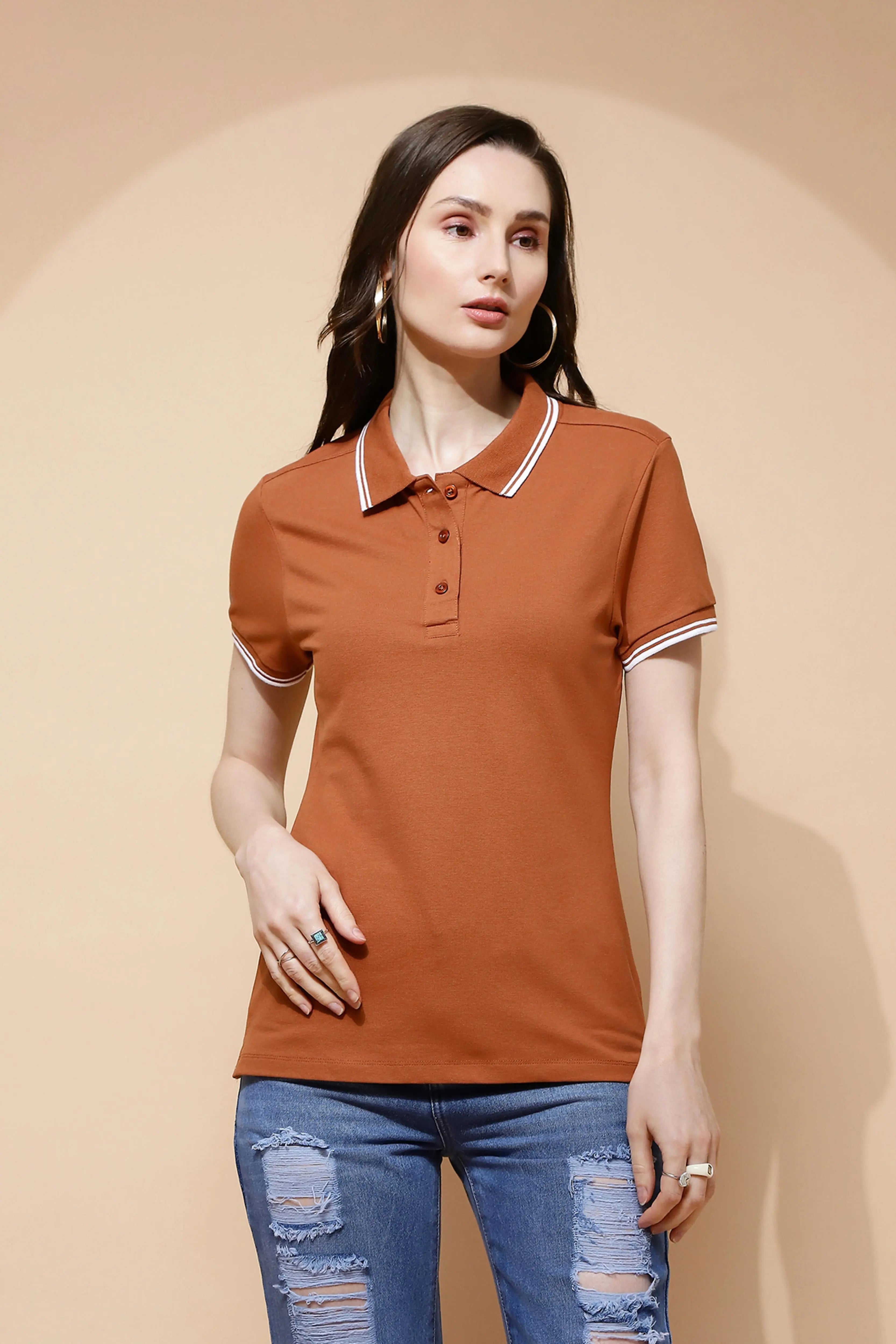 Brown Cotton Regular Fit T-Shirt - Global Republic