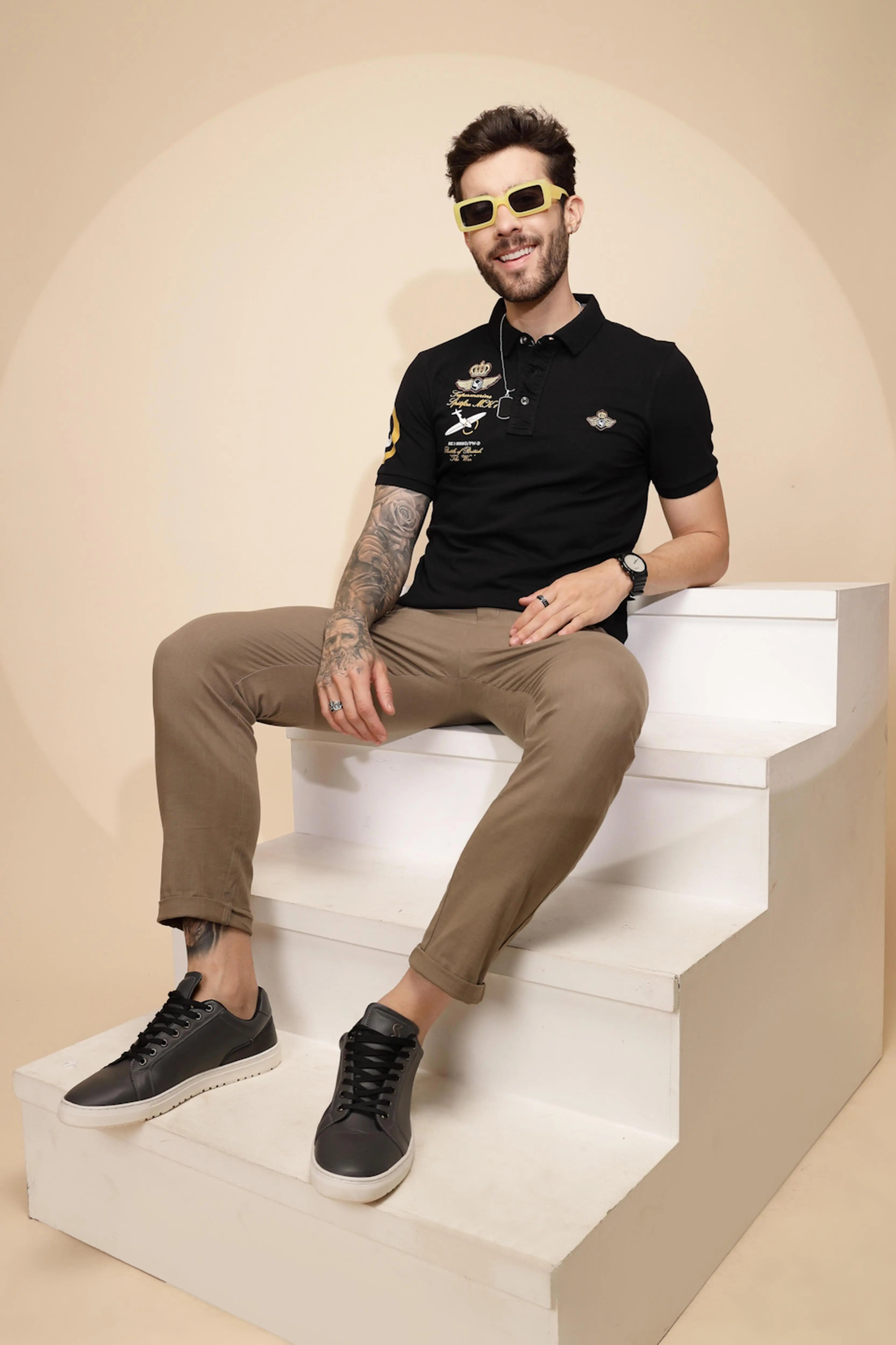 Black Cotton Blend T-Shirt - Global Republic