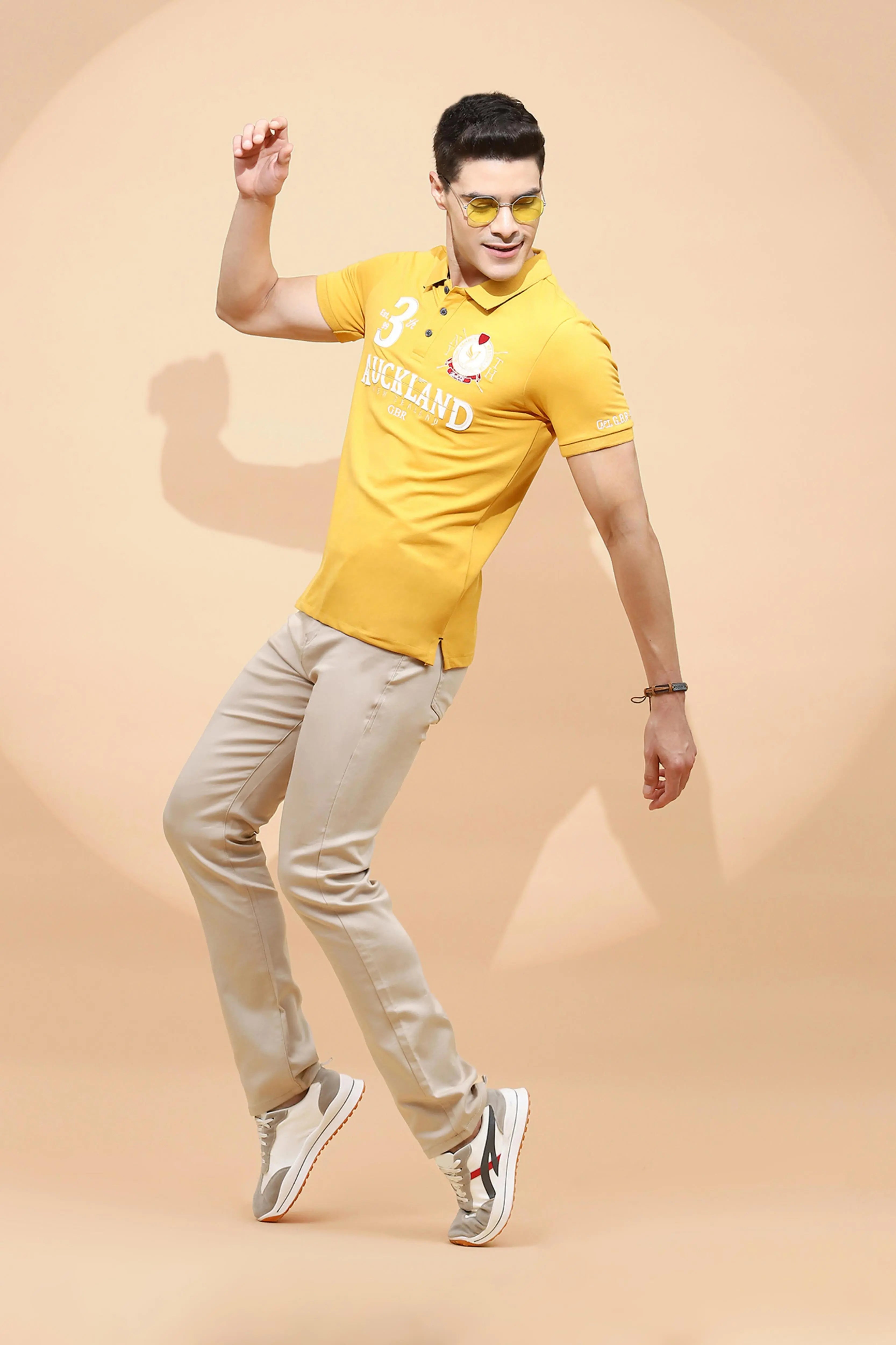 Mustard Cotton Blend T-Shirt - Global Republic