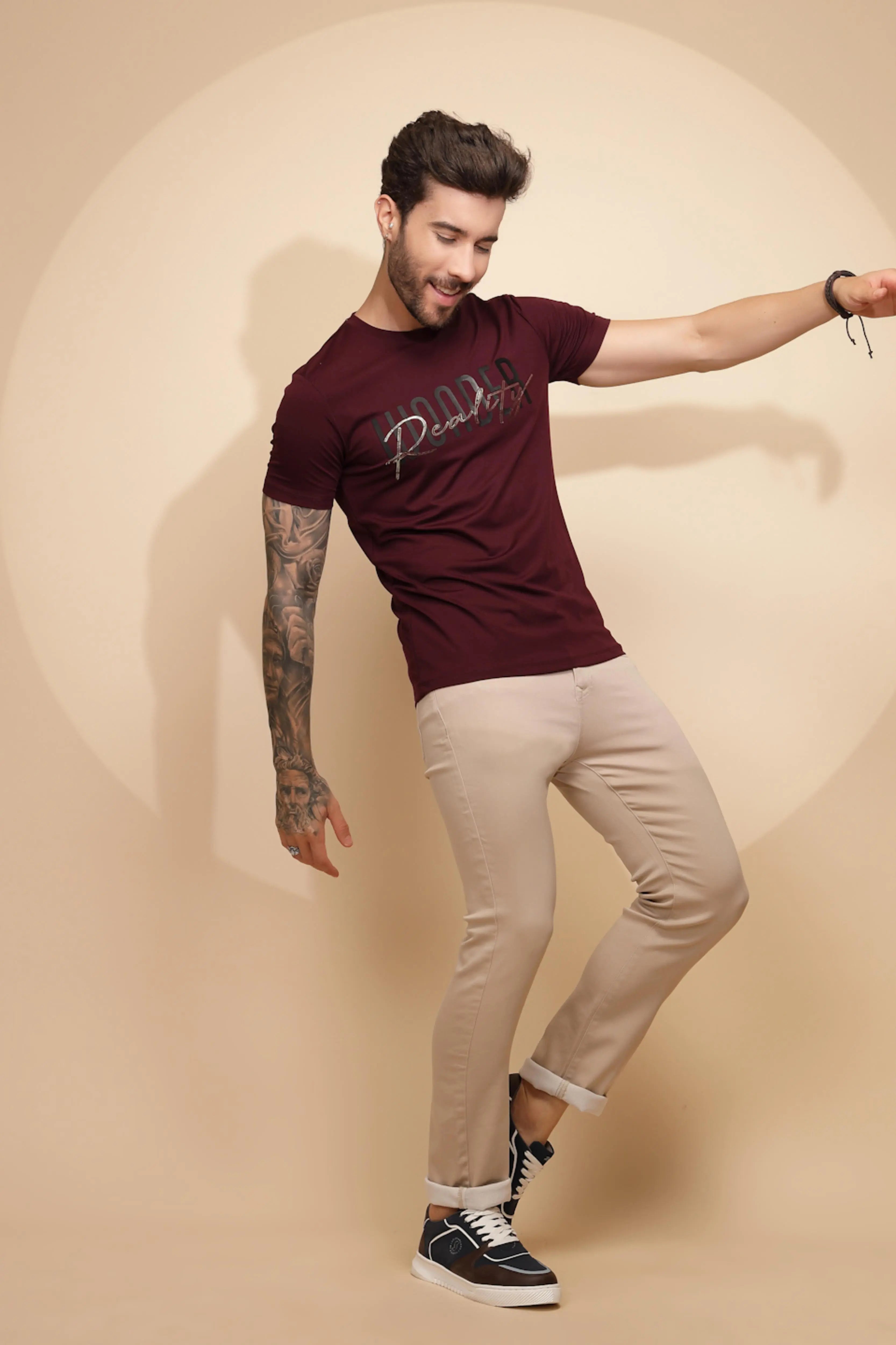 Wine Viscose Blend Blend T-Shirt - Global Republic