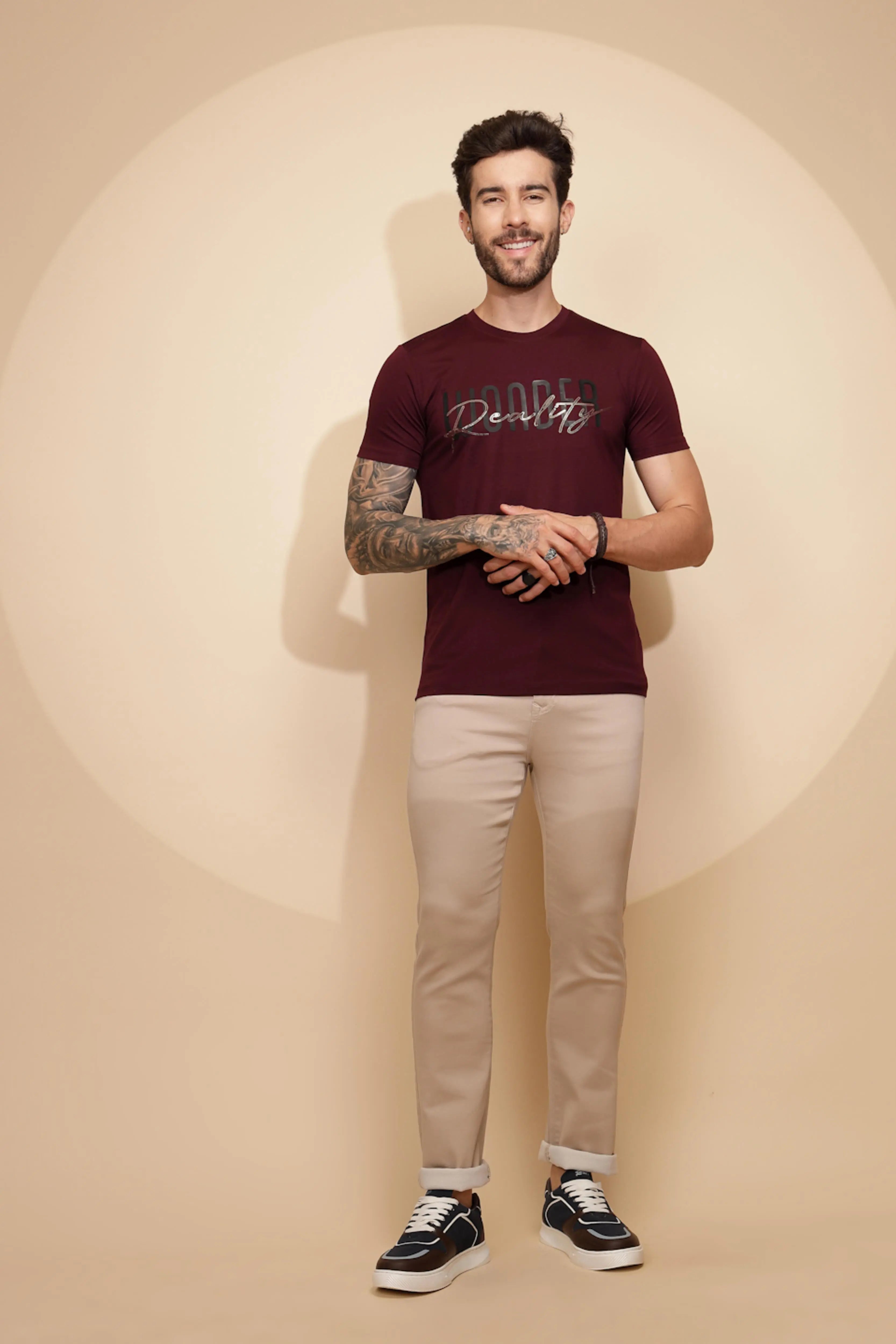 Wine Viscose Blend Blend T-Shirt - Global Republic