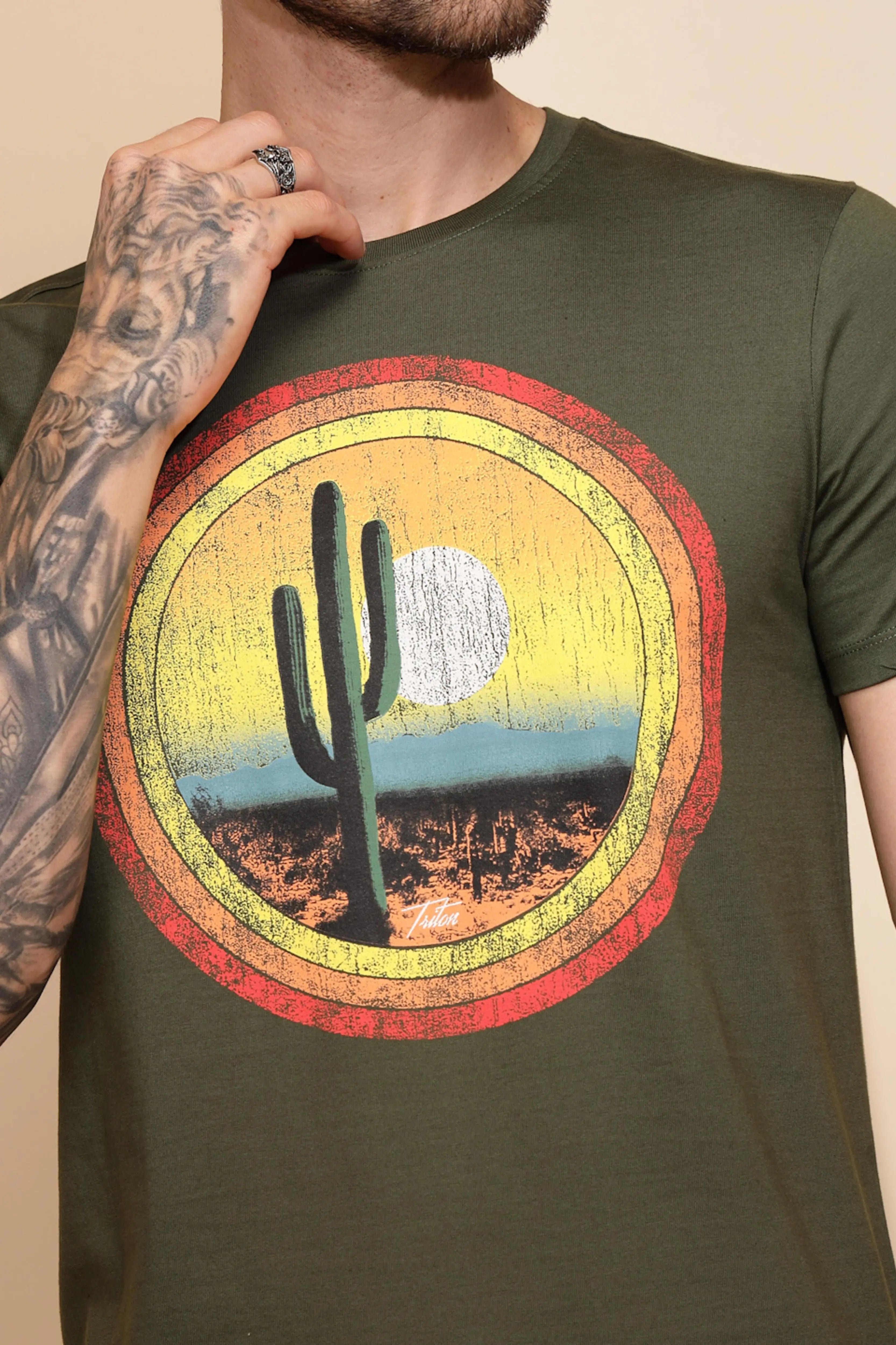 Green Cotton Regular Fit T-Shirt - Global Republic