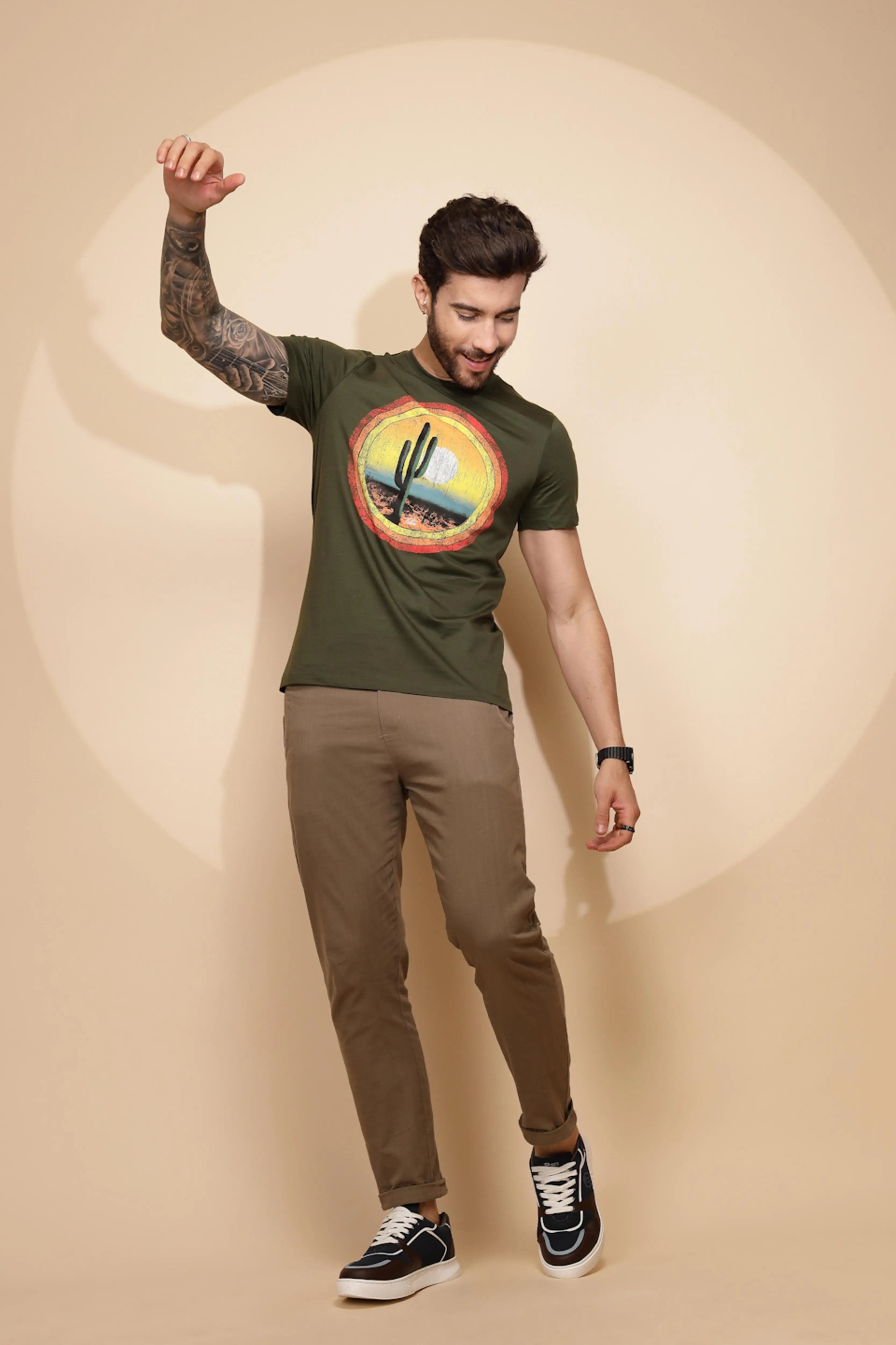 Green Cotton Regular Fit T-Shirt - Global Republic