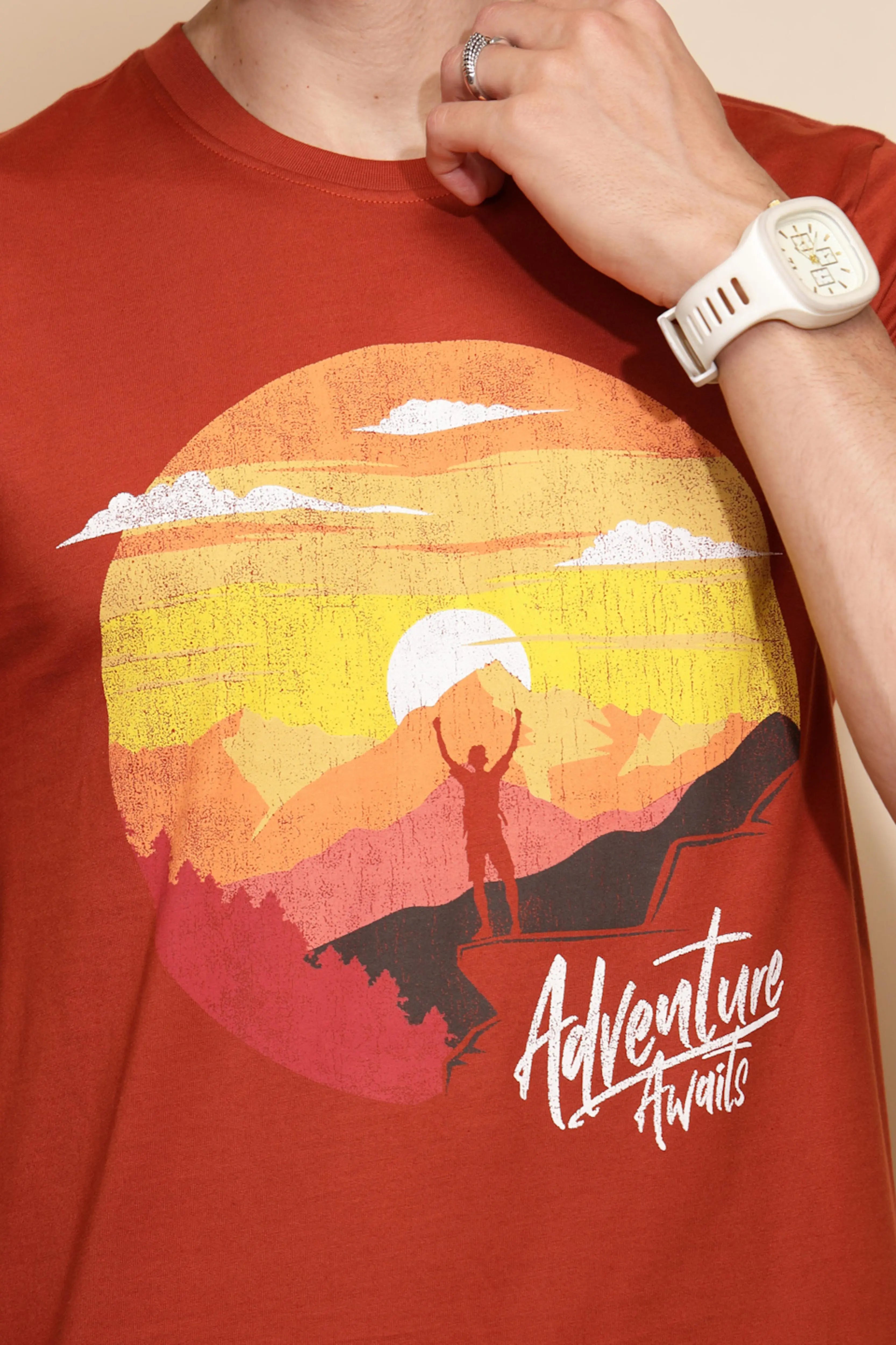 Orange Cotton Regular Fit T-Shirt - Global Republic