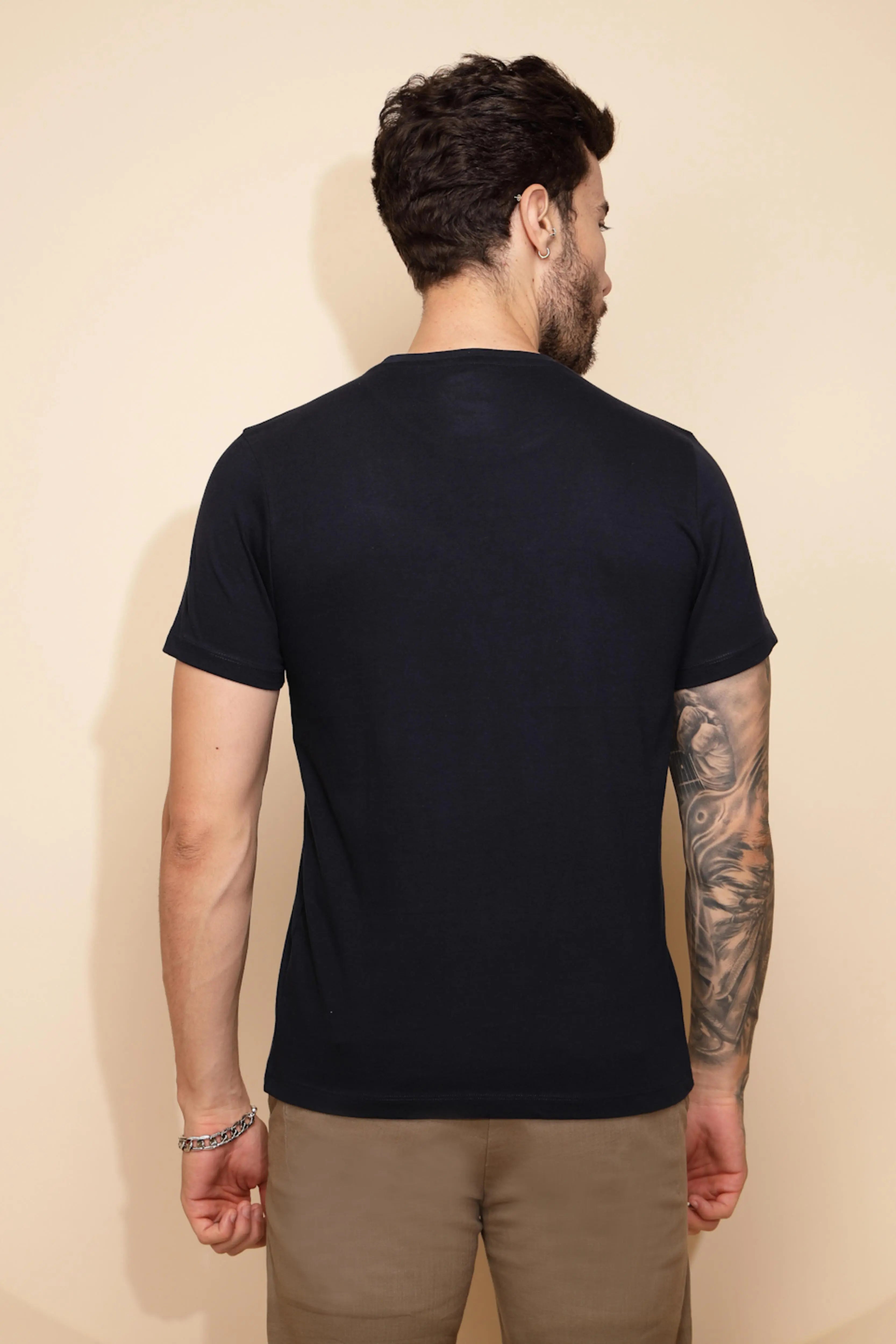 Blue Cotton Regular Fit T-Shirt - Global Republic