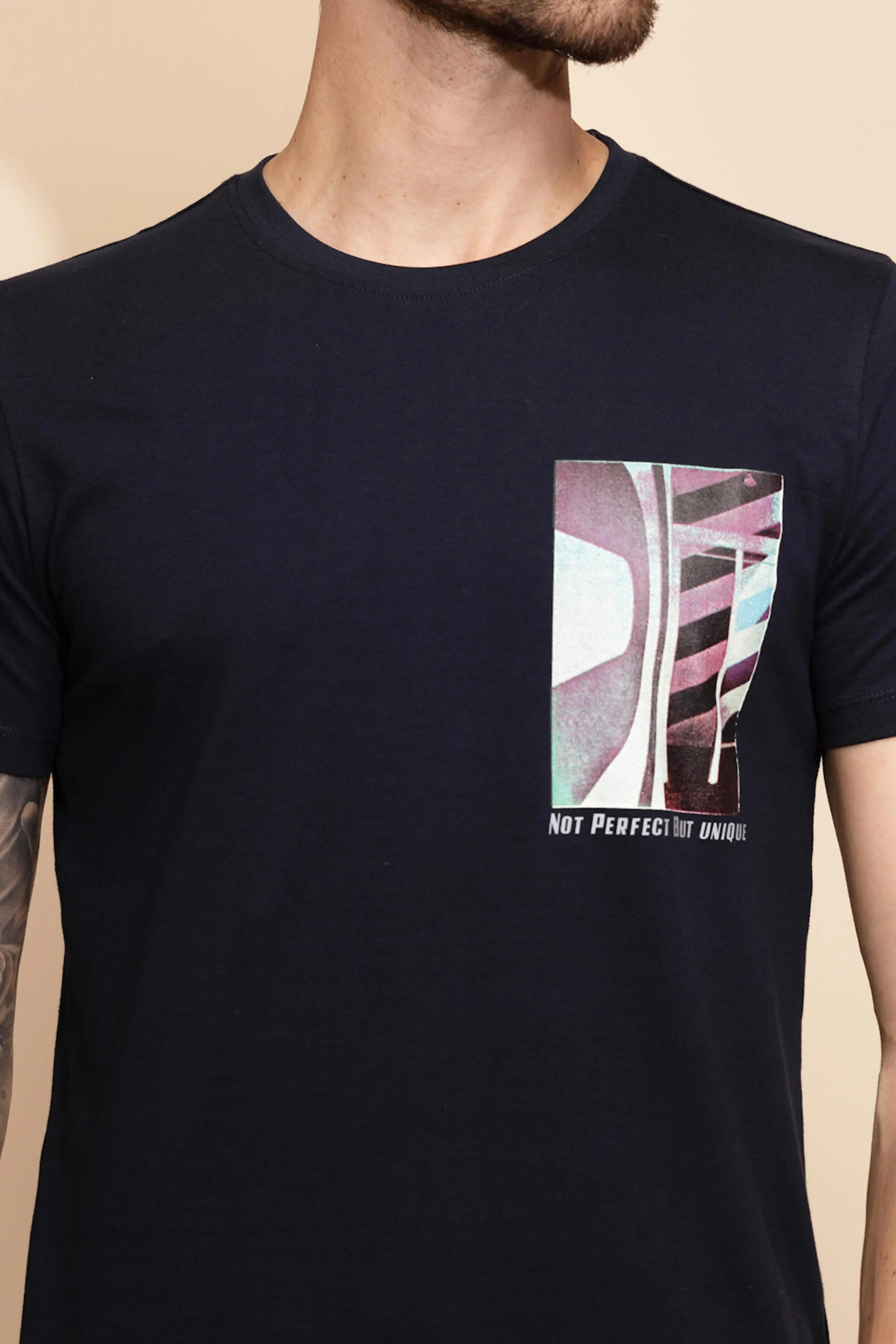 Blue Cotton Regular Fit T-Shirt - Global Republic
