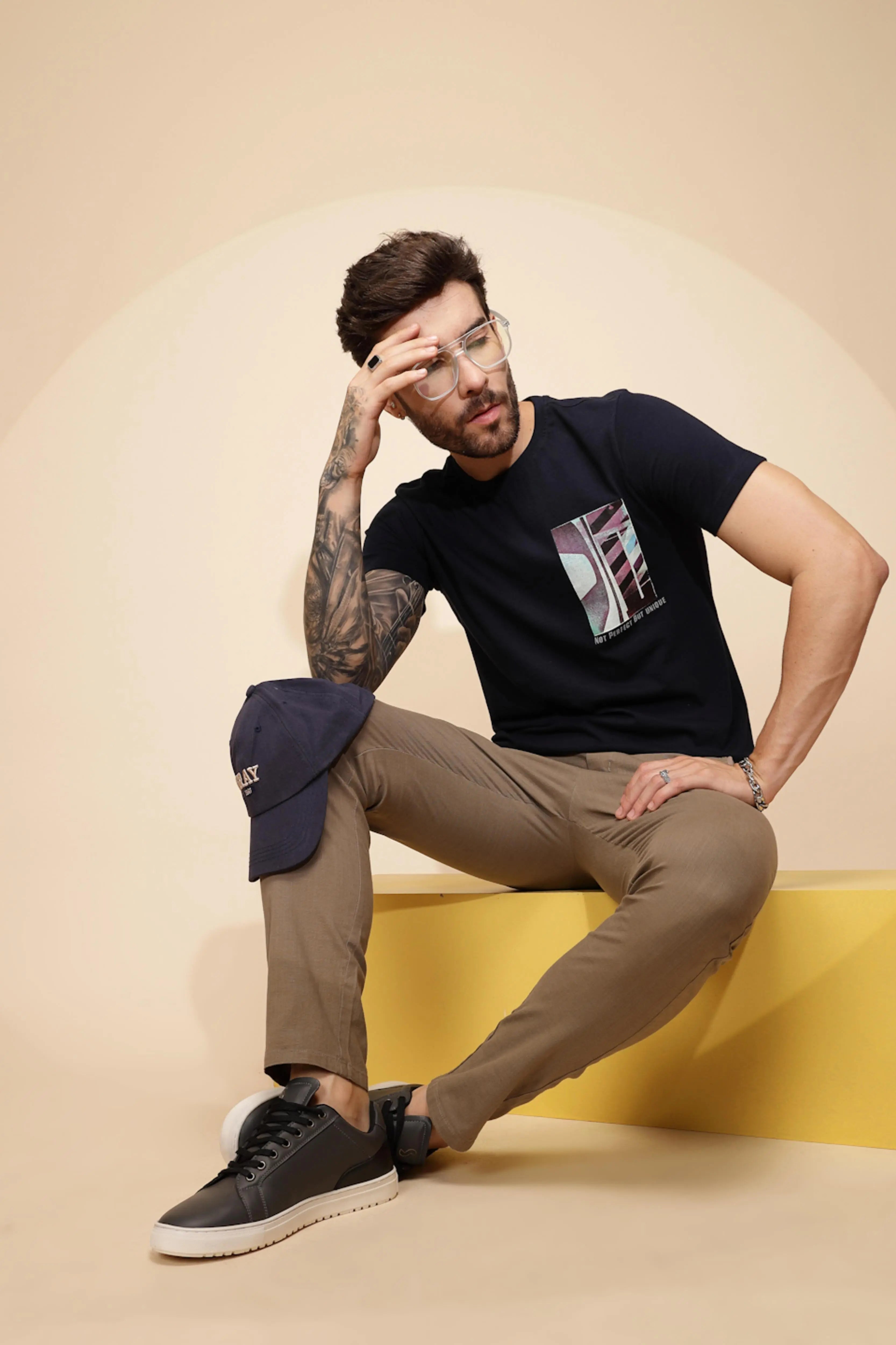 Blue Cotton Regular Fit T-Shirt - Global Republic