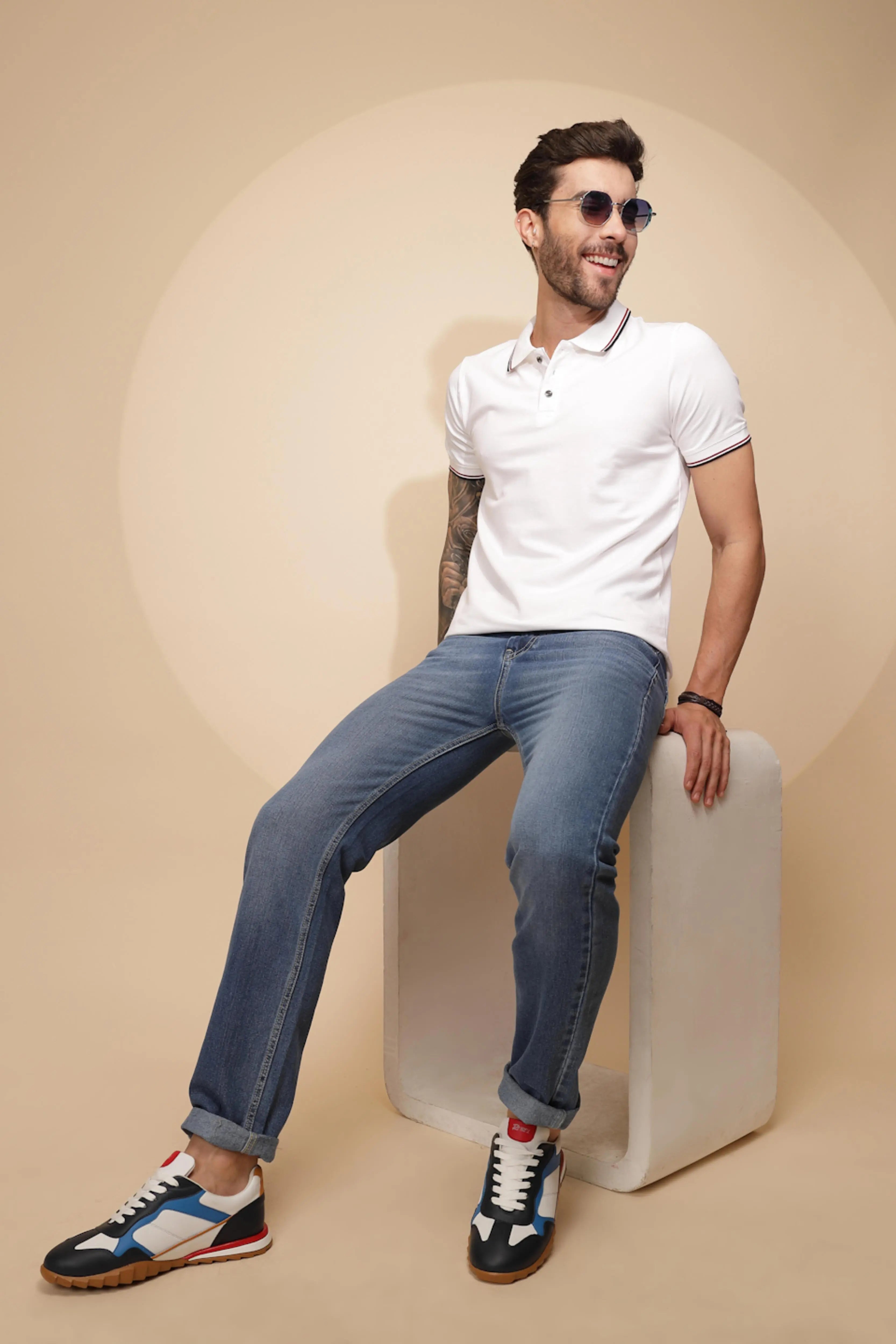White Cotton Blend T-Shirt - Global Republic
