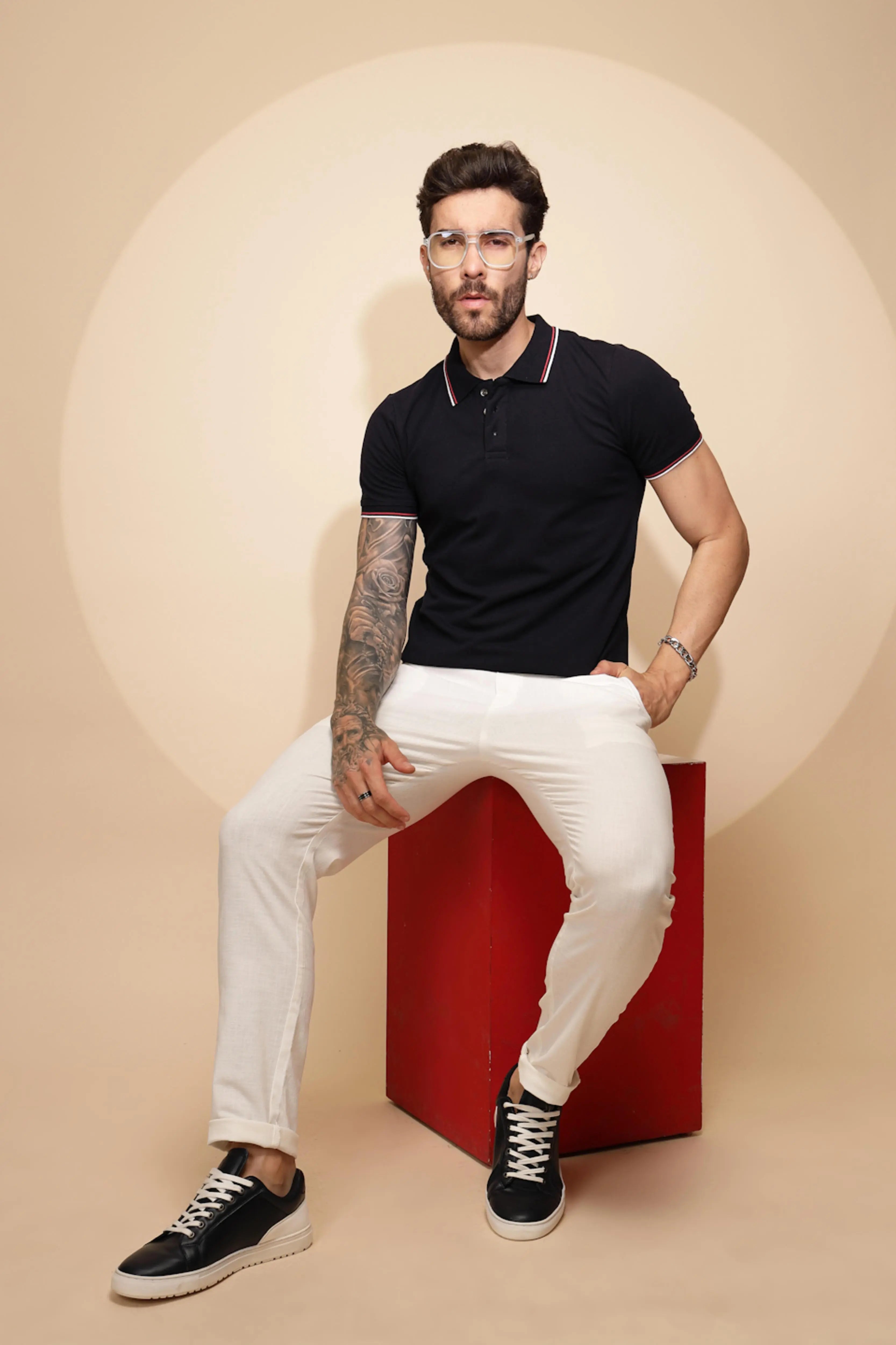 Navy Cotton Blend T-Shirt - Global Republic