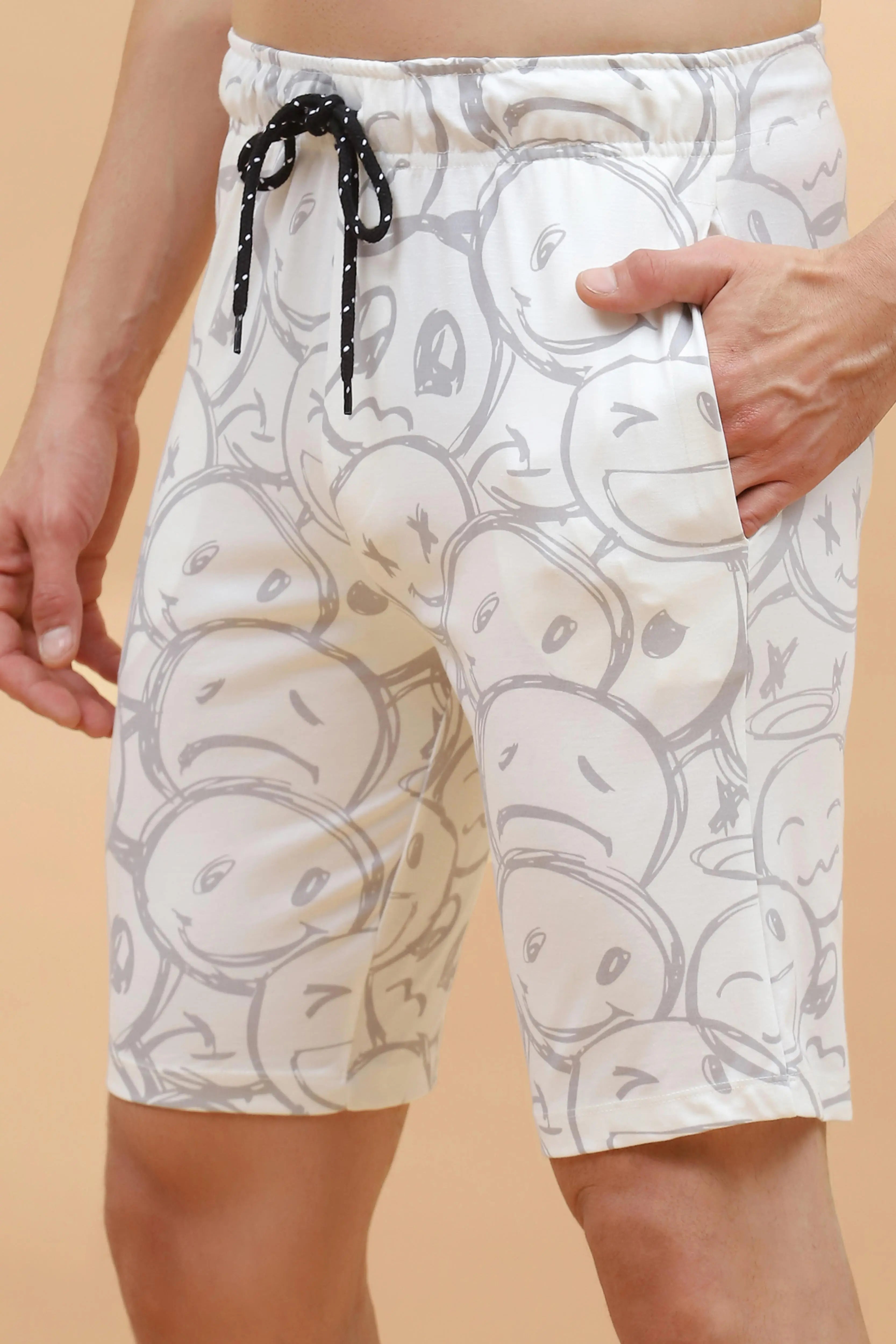 White Viscose Blend Shorts Set - Global Republic