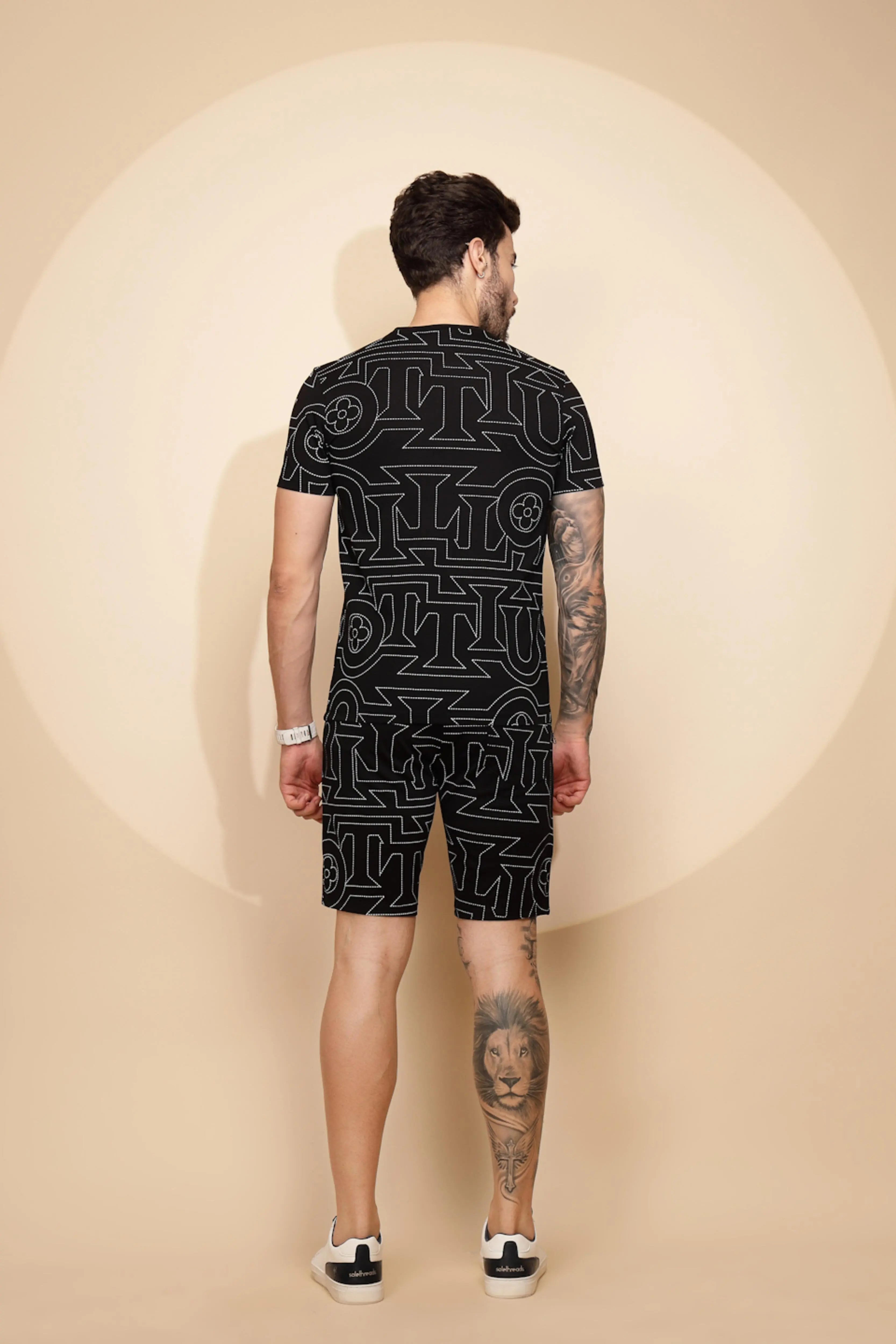 Black Viscose Blend Shorts Set - Global Republic