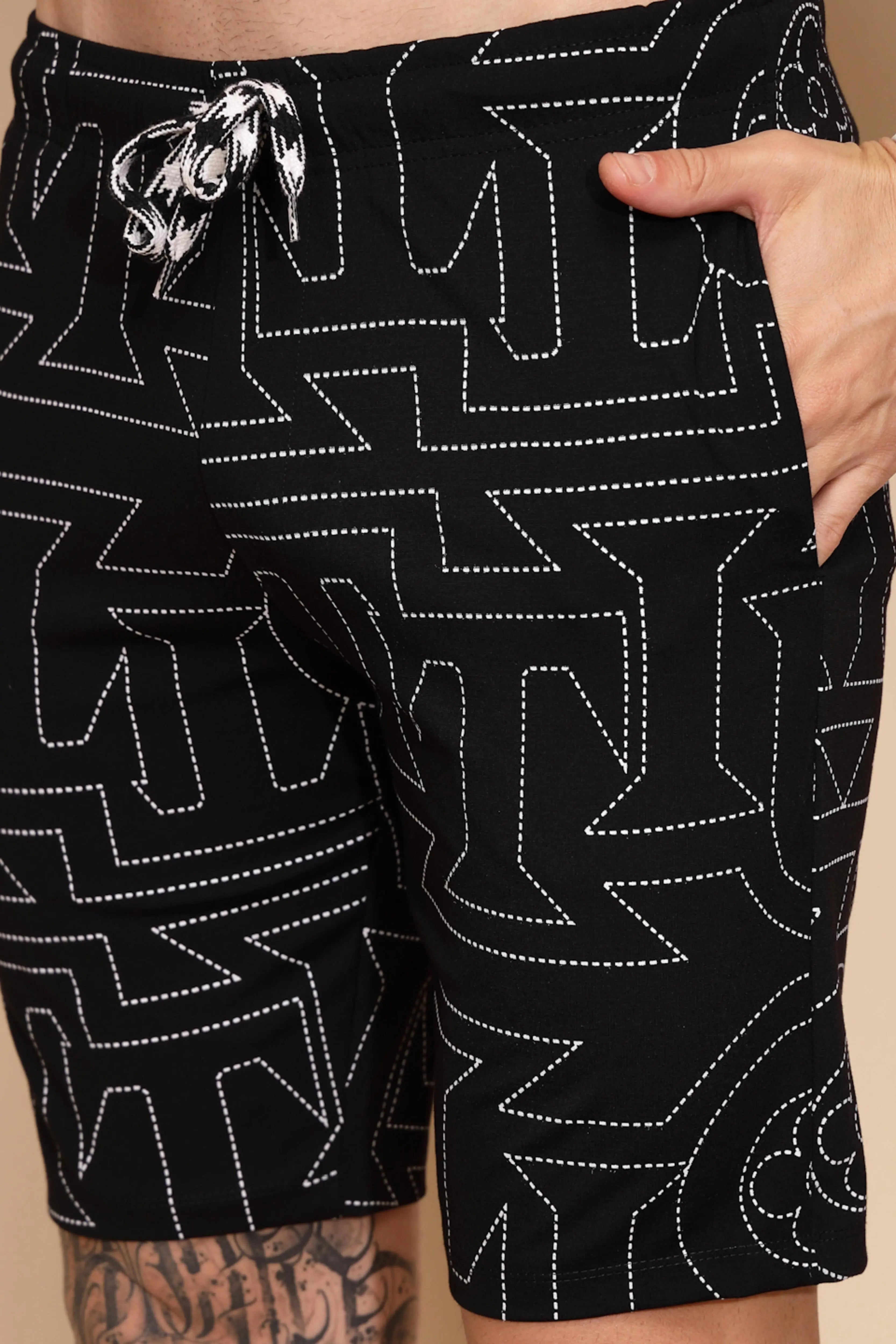 Black Viscose Blend Shorts Set - Global Republic