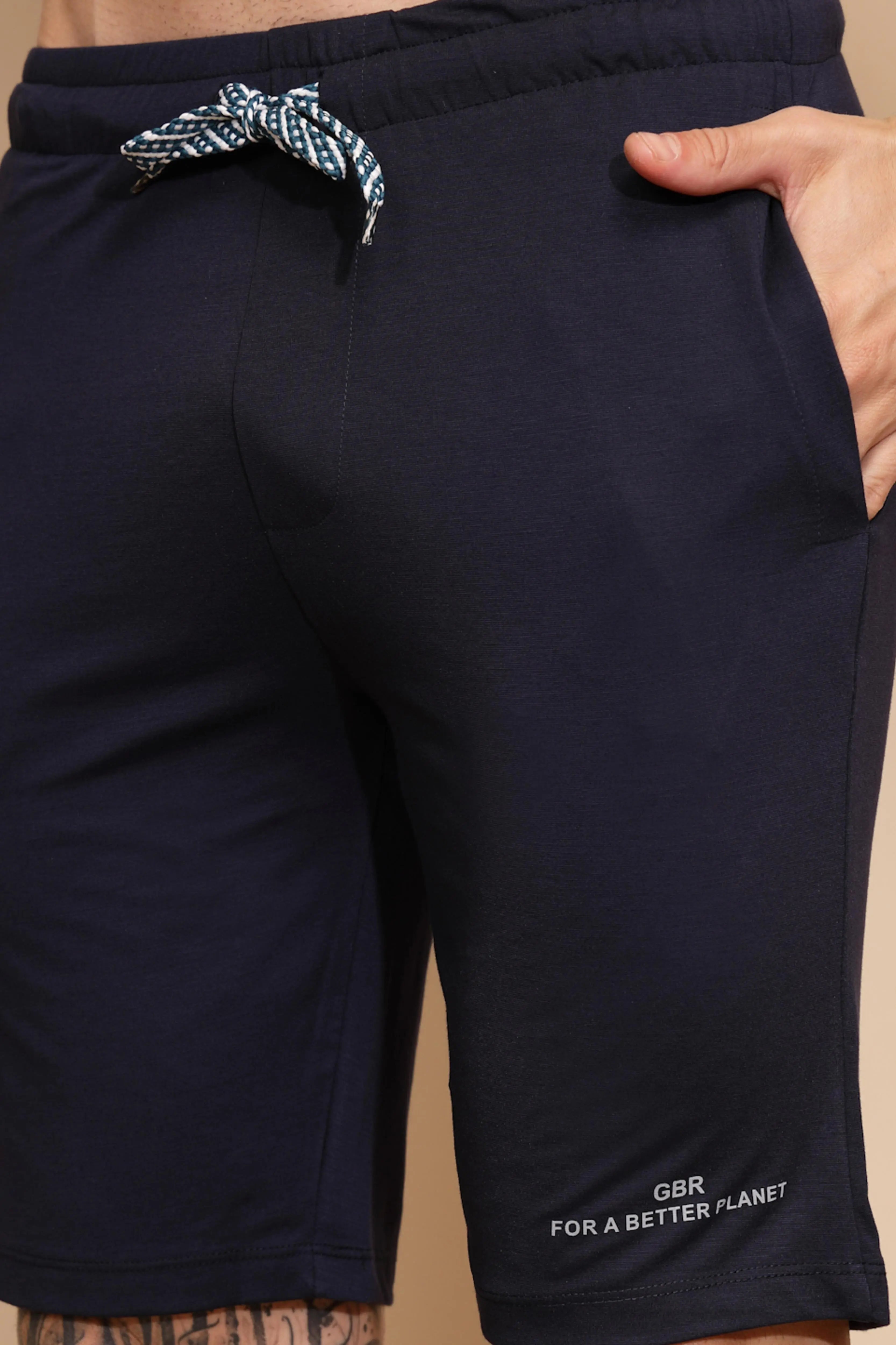 Navy Viscose Blend Shorts Set - Global Republic