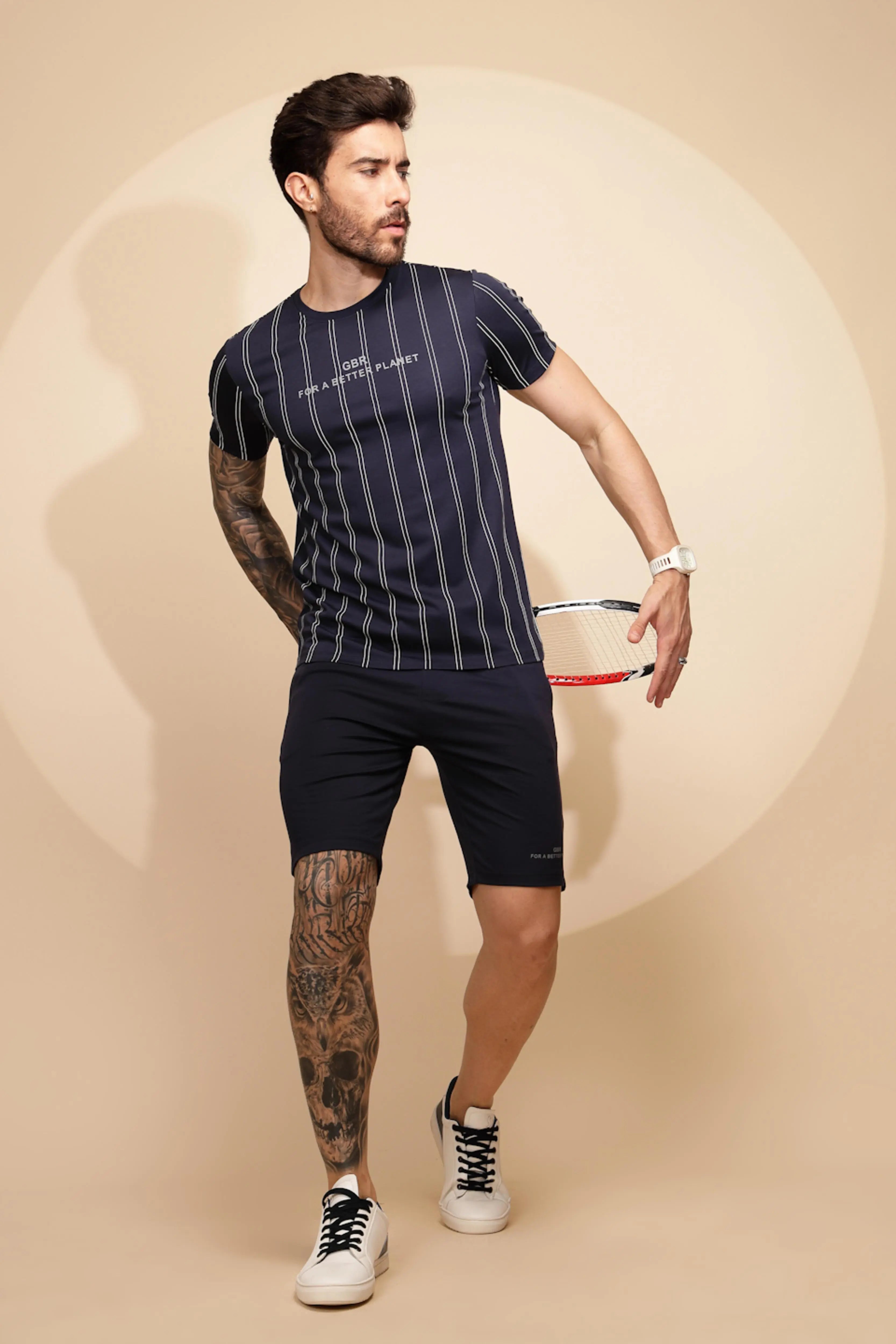 Navy Viscose Blend Shorts Set - Global Republic