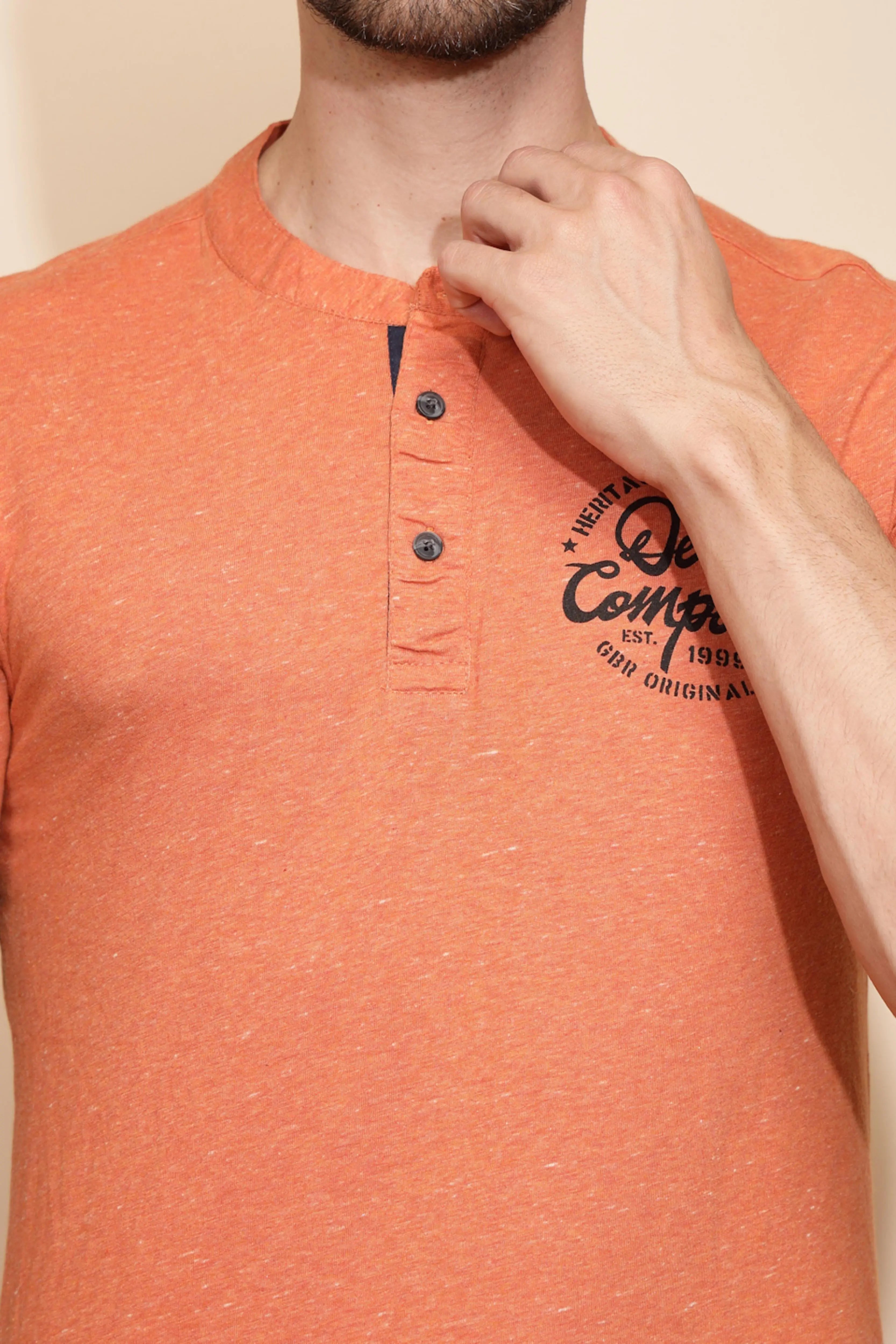 Orange Cotton Slim Fit Night Suit Set - Global Republic