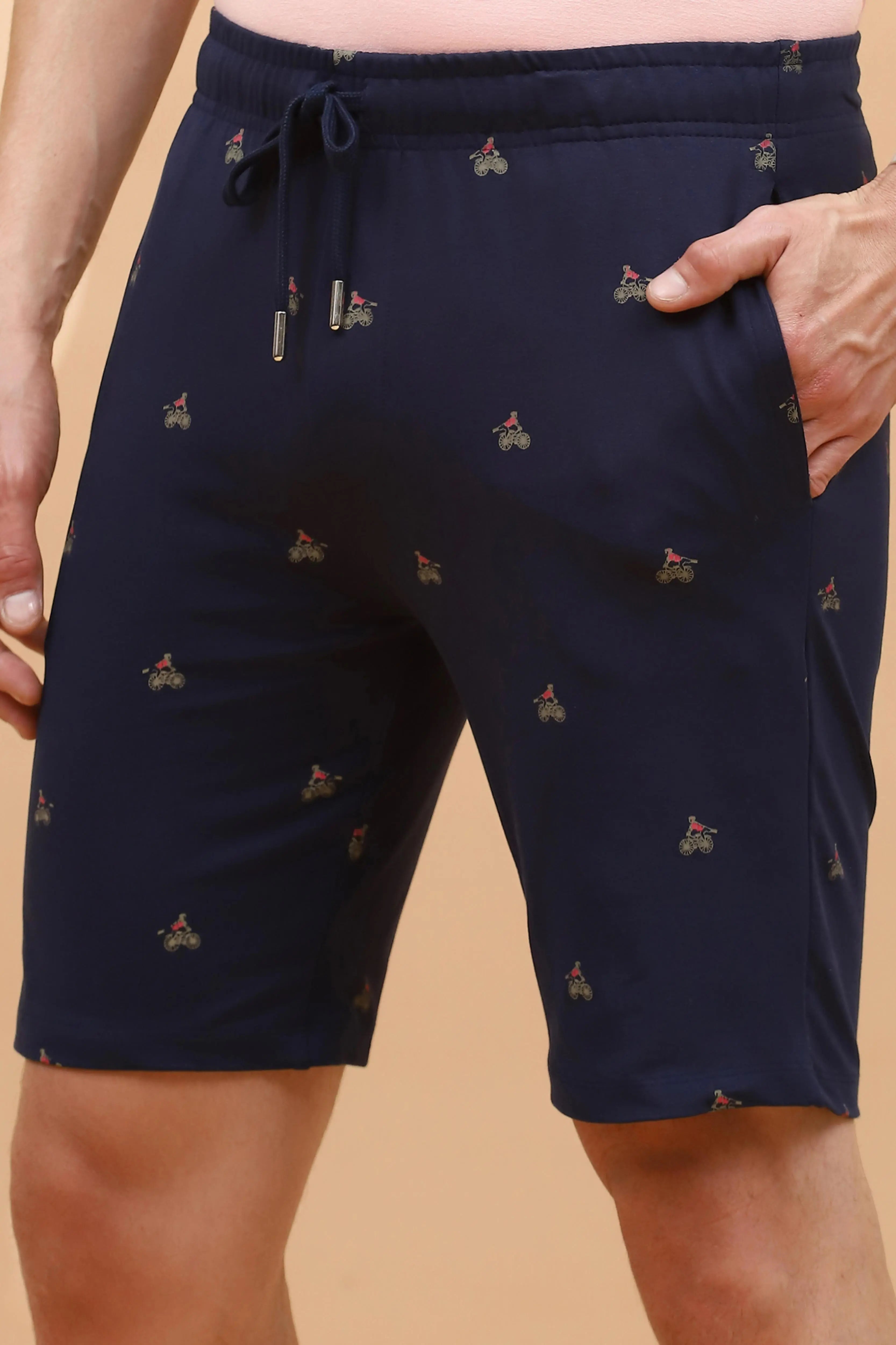 Navy Cotton Regular Fit Shorts For Men - Global Republic
