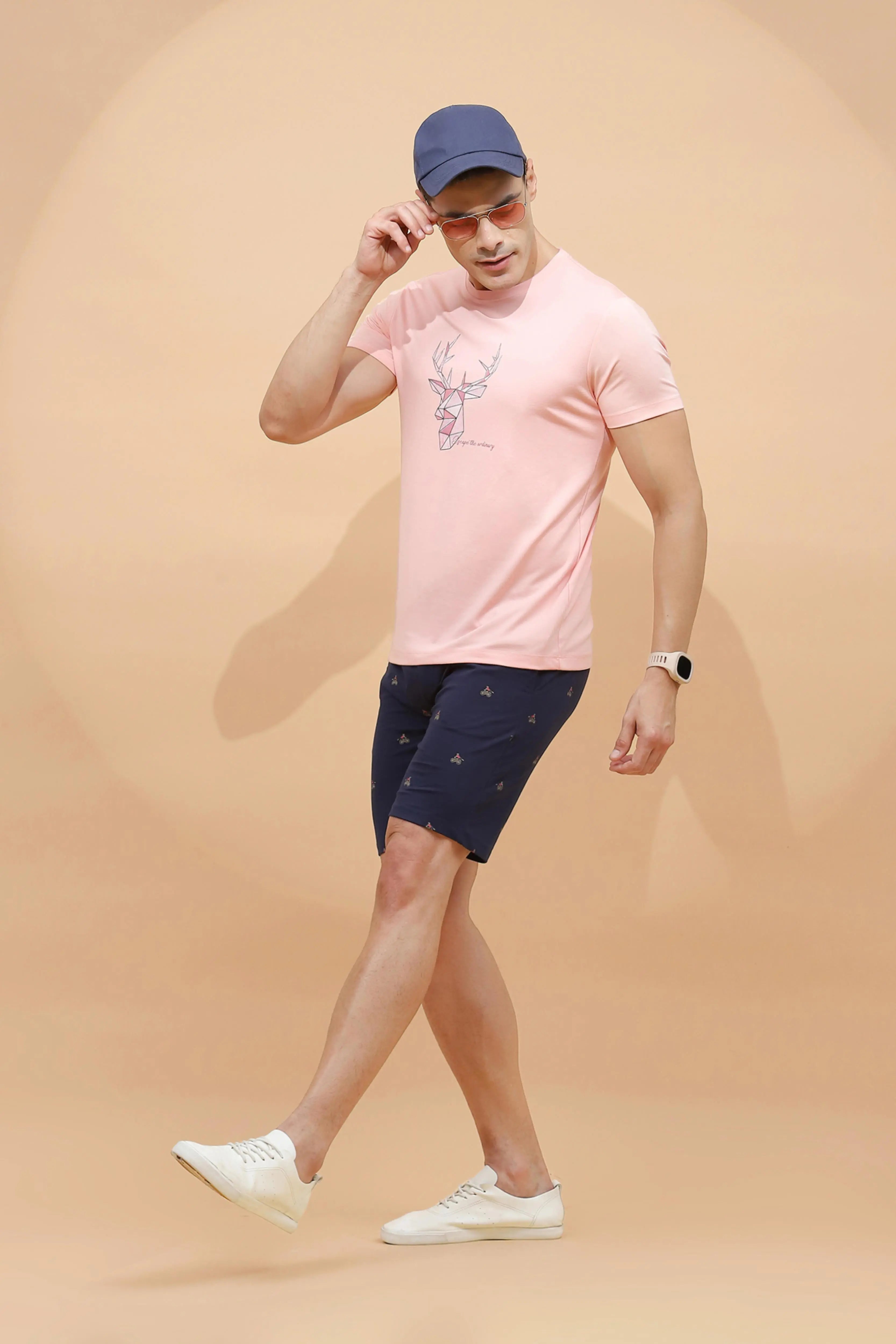 Navy Cotton Regular Fit Shorts For Men - Global Republic