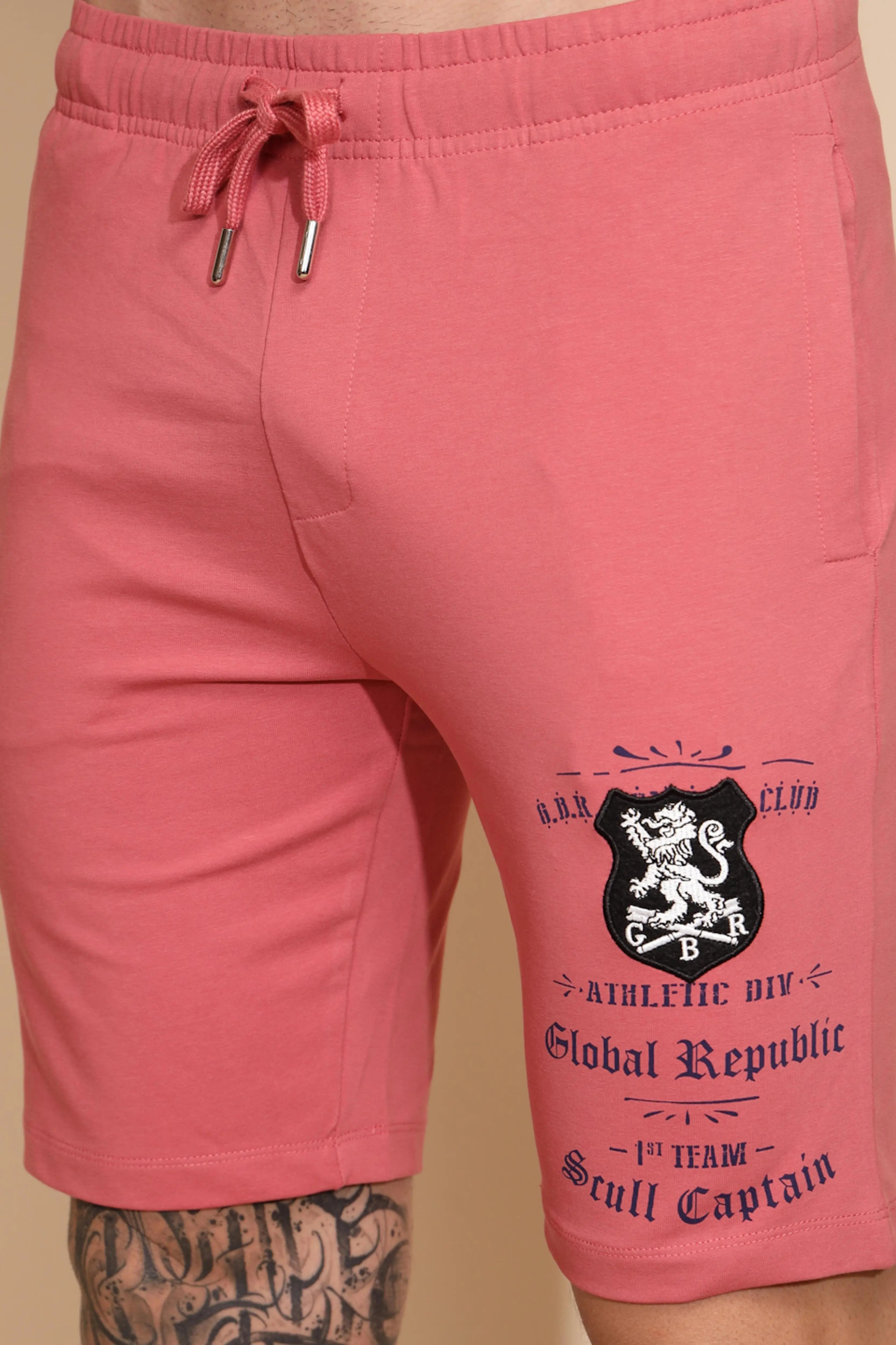 Pink Cotton Regular Fit Shorts - Global Republic