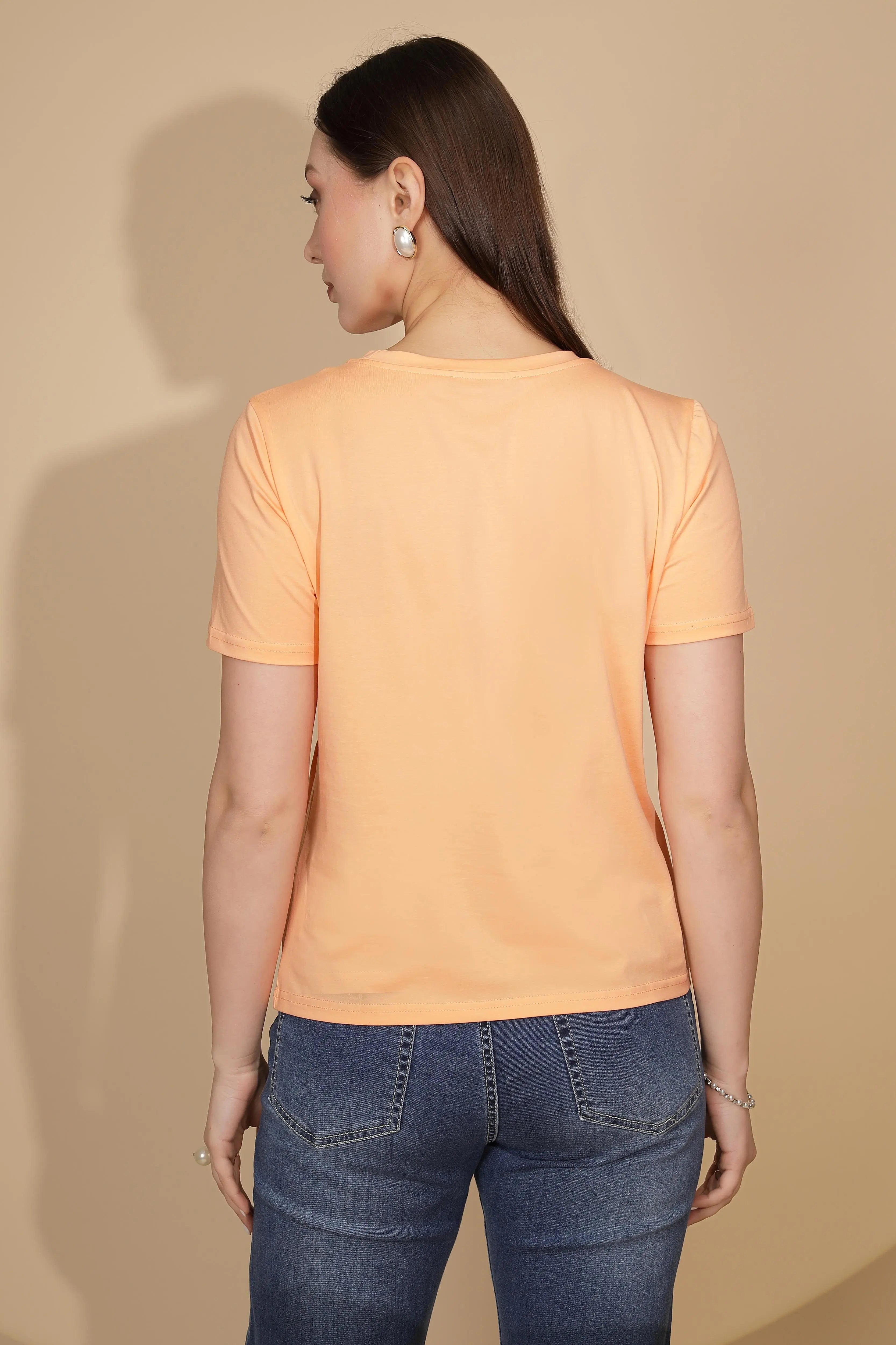 Peach Cotton Blend Regular Fit Top - Global Republic