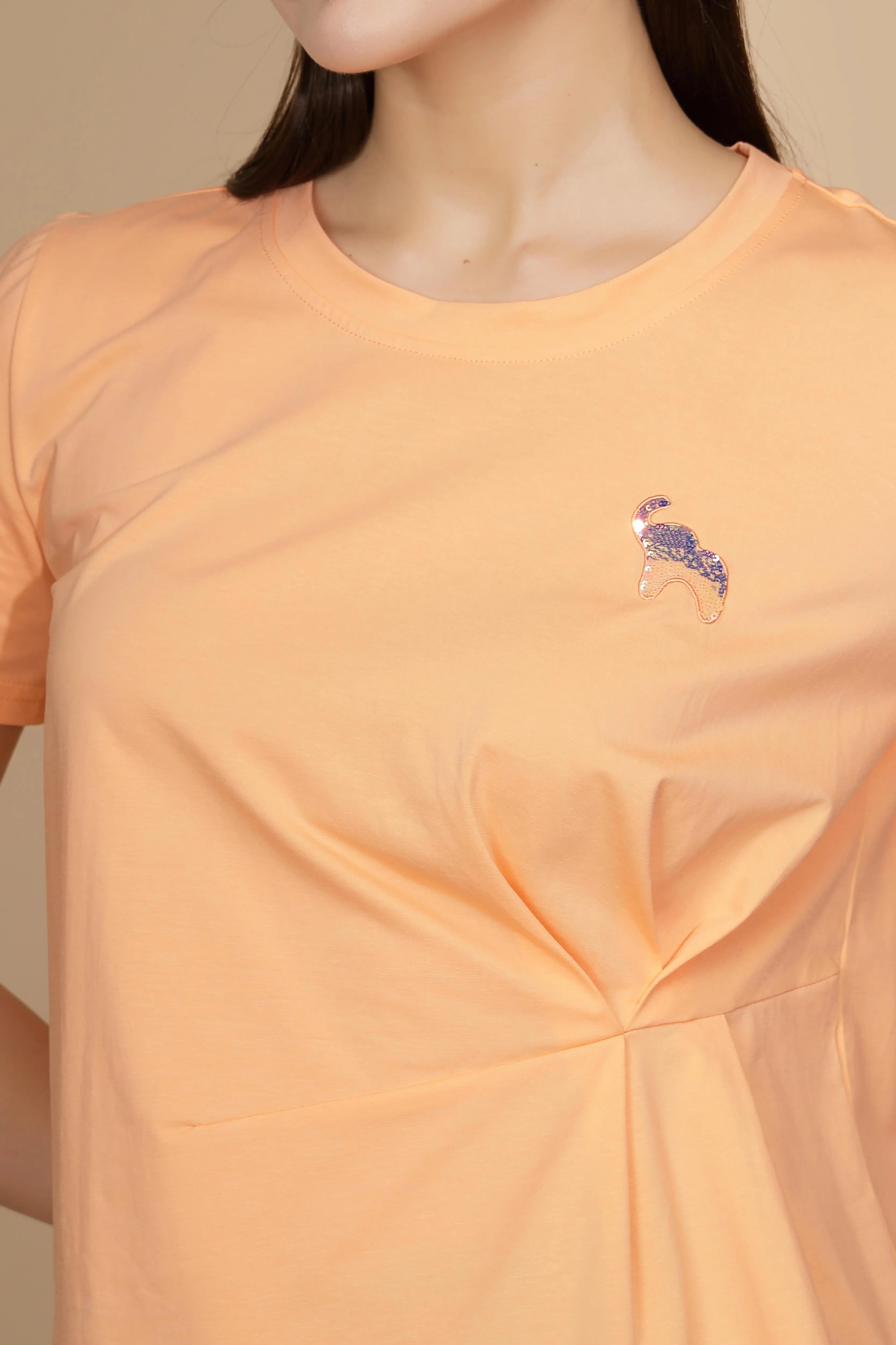 Peach Cotton Blend Regular Fit Top - Global Republic