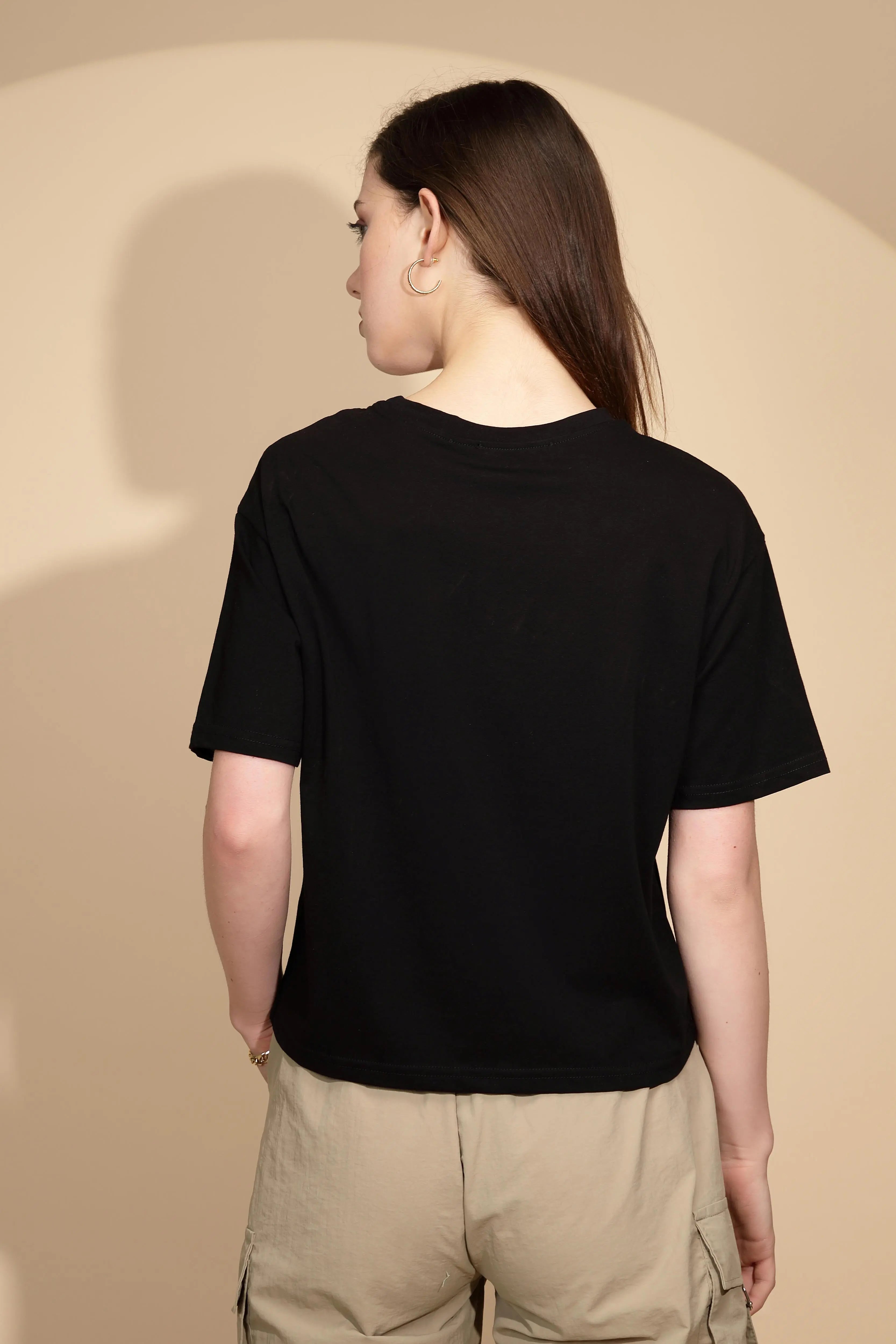 Black Cotton Blend Regular Fit Top - Global Republic