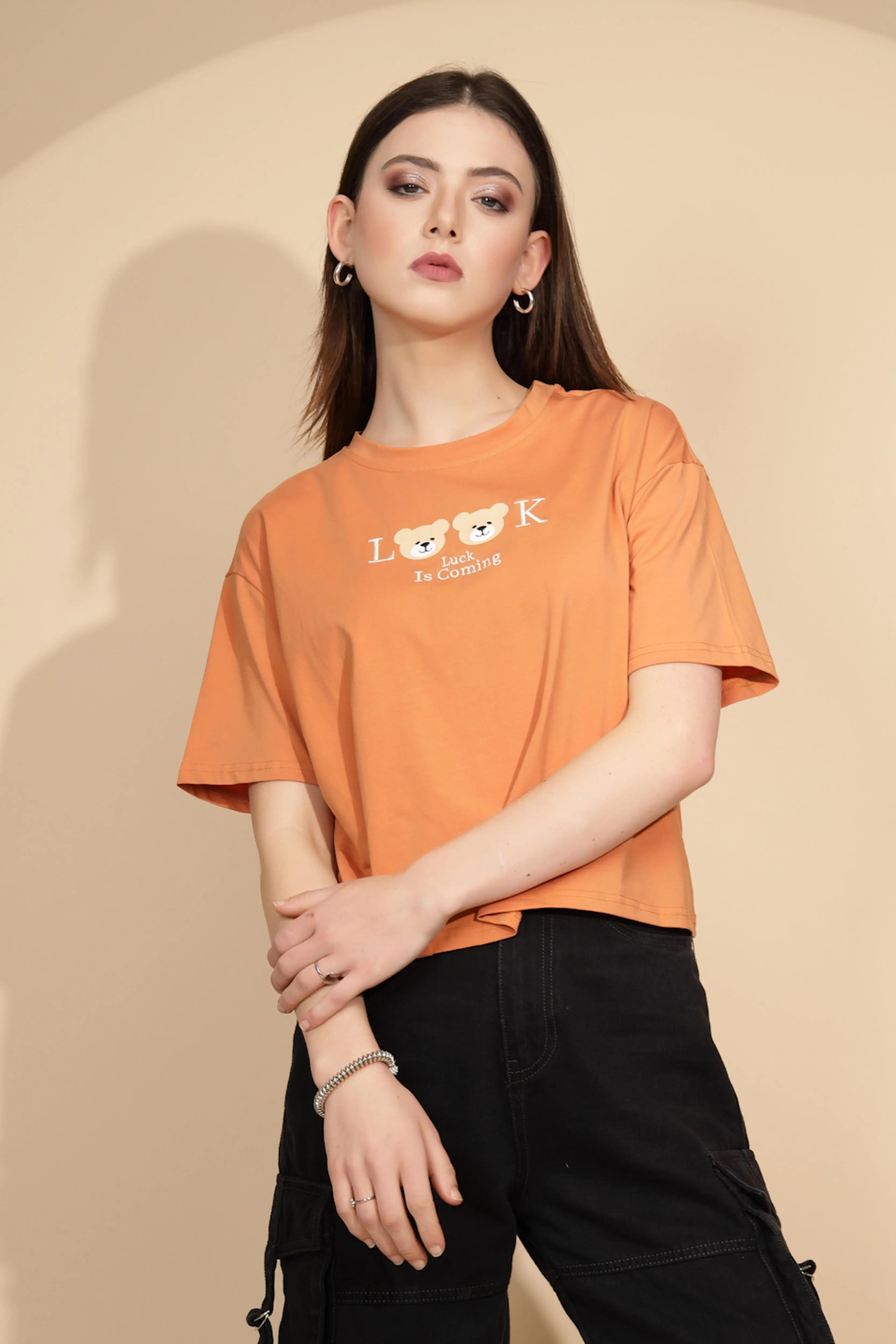 Orange Cotton Blend Graphic Top - Global Republic