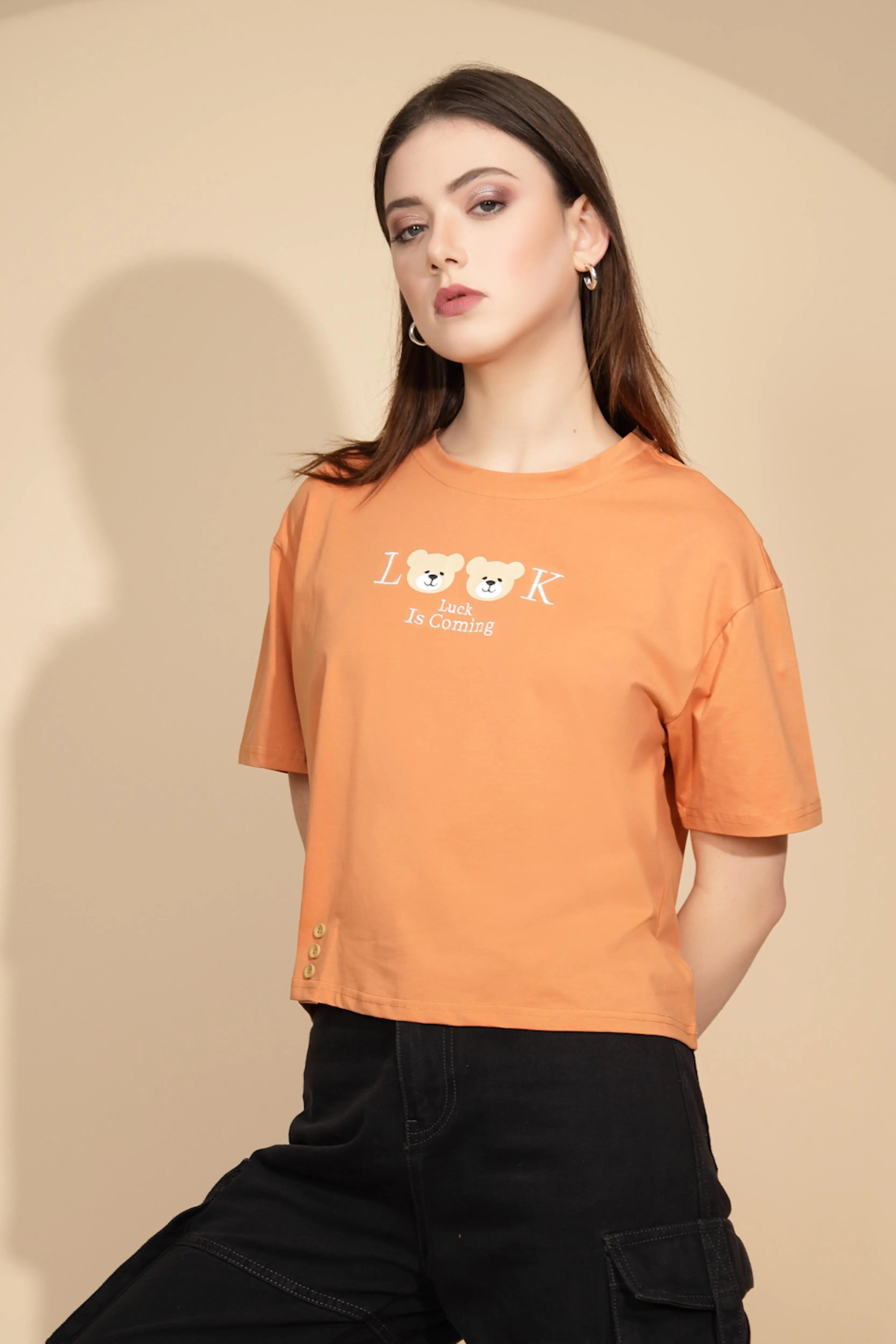 Orange Cotton Blend Graphic Top - Global Republic