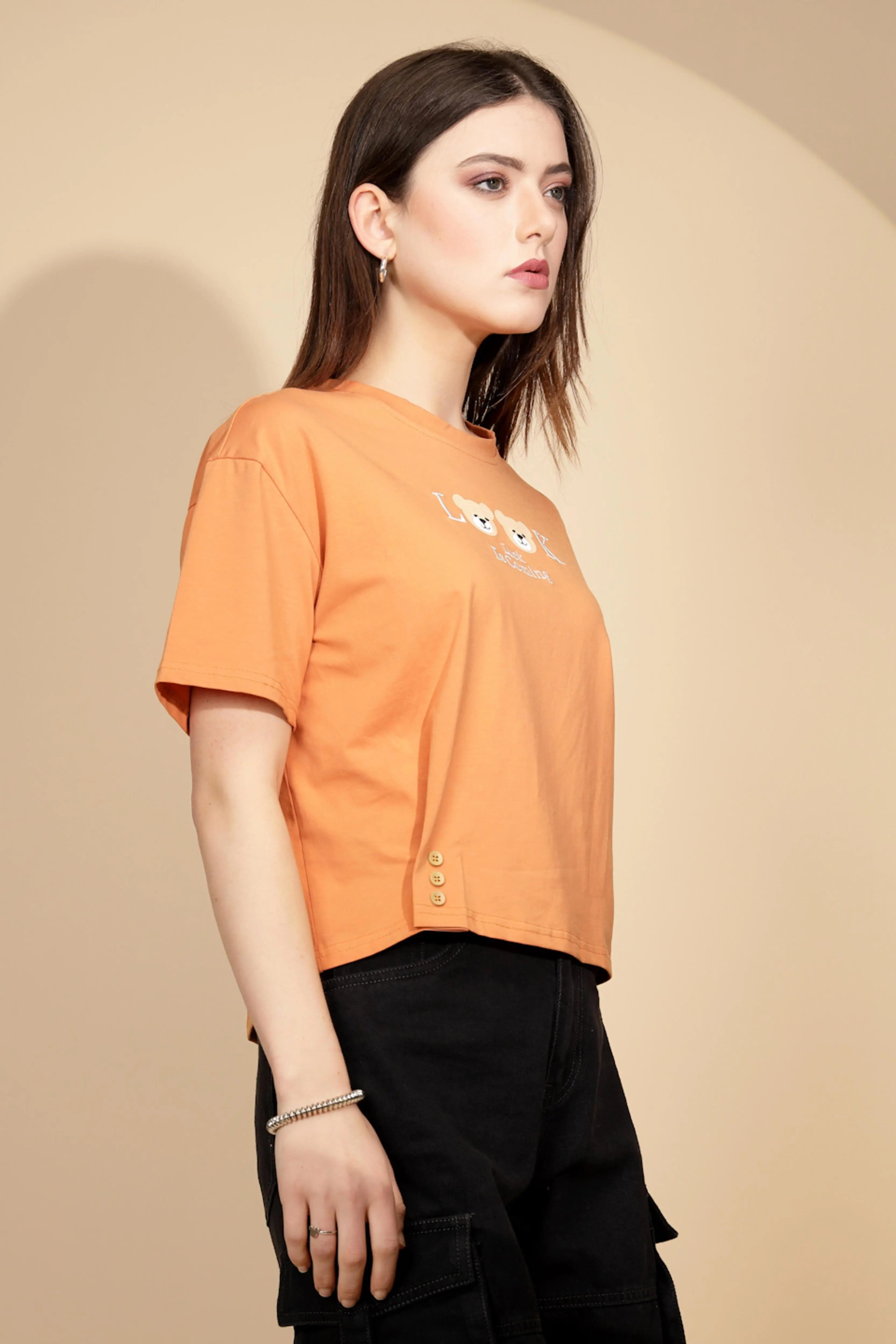 Orange Cotton Blend Graphic Top - Global Republic