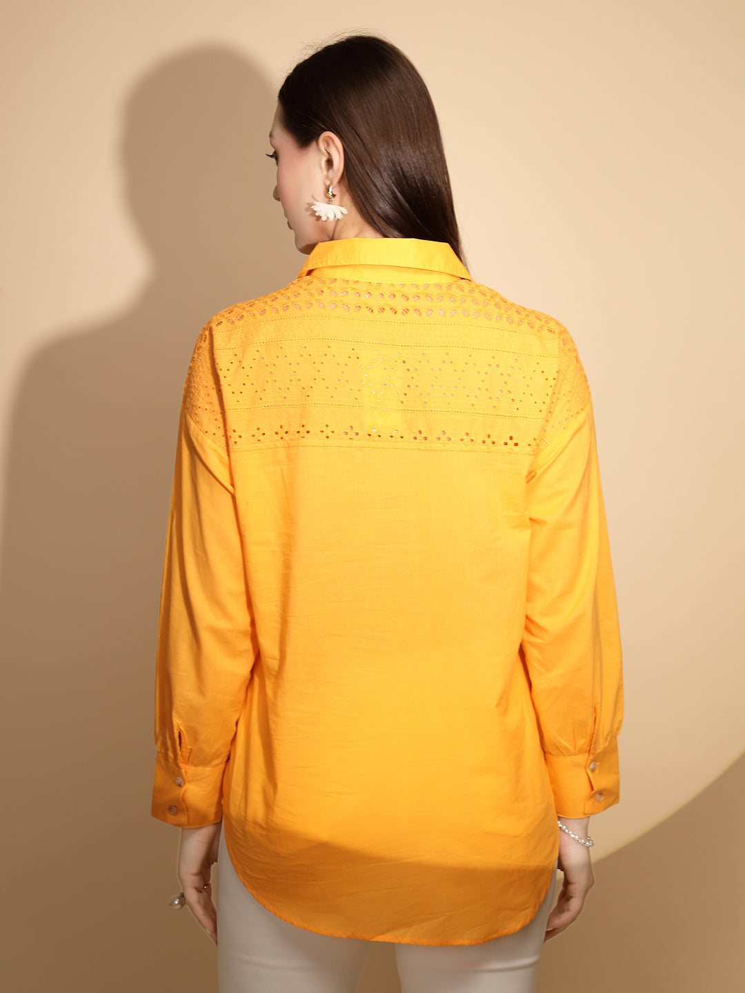 Cotton Schiffli Embroidered Shirt